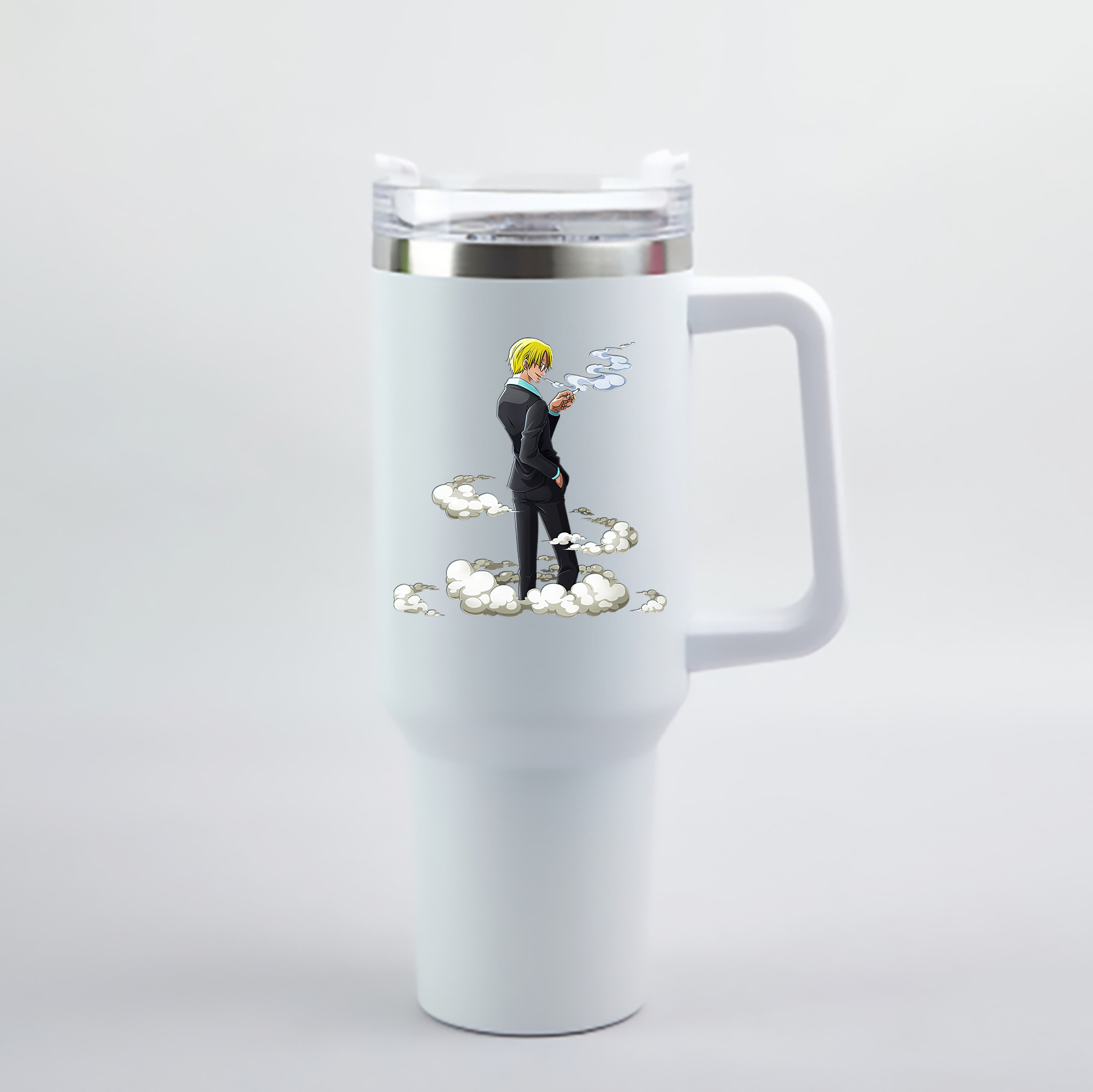 （画像用） ワンピース サンジ ONE PIECE Sanji 1200mL車用タンブラー - クリスタルステッカー（プラスチックストロー付き）