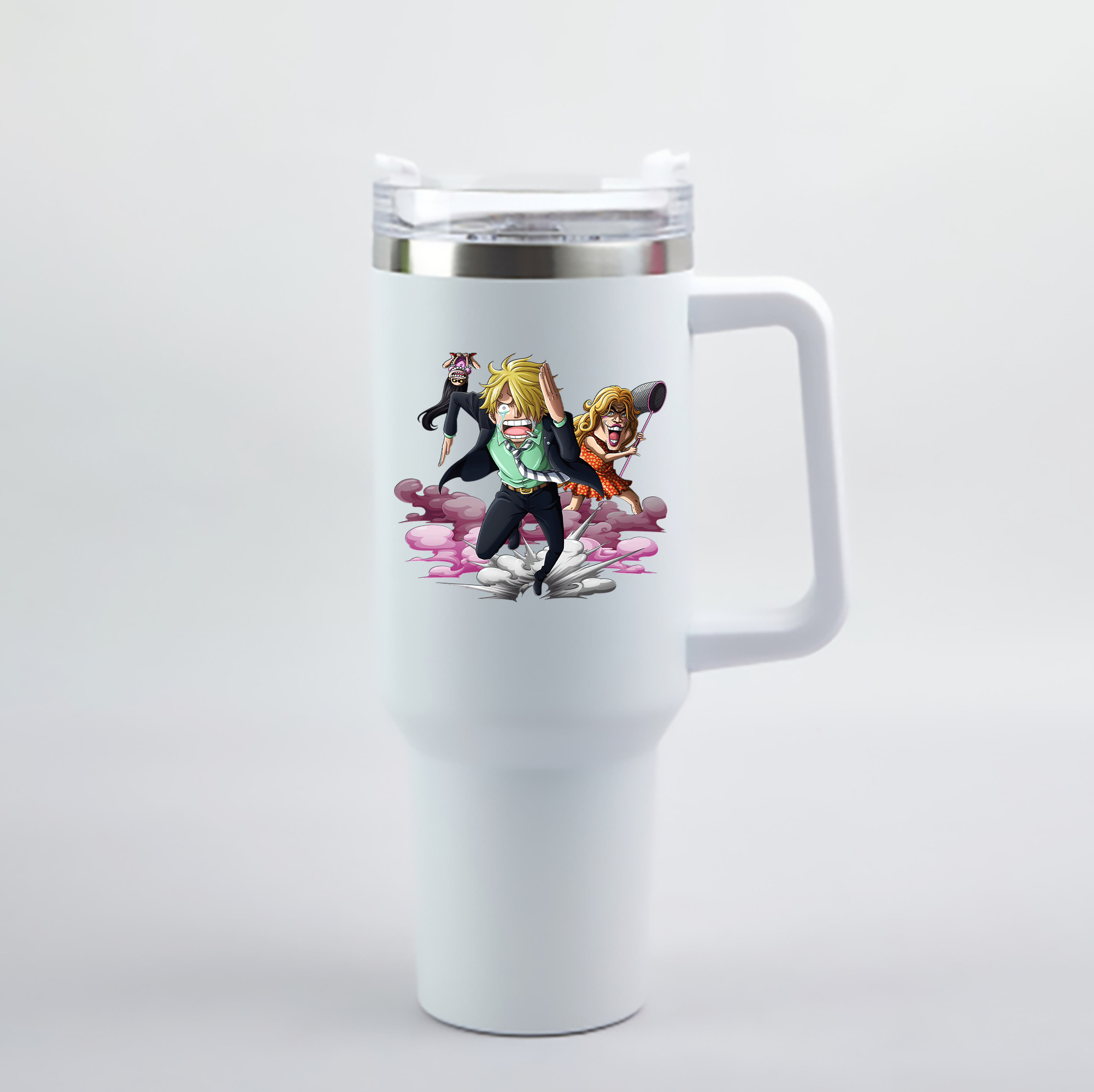 （画像用） ワンピース サンジ ONE PIECE Sanji 1200mL車用タンブラー - クリスタルステッカー（プラスチックストロー付き）