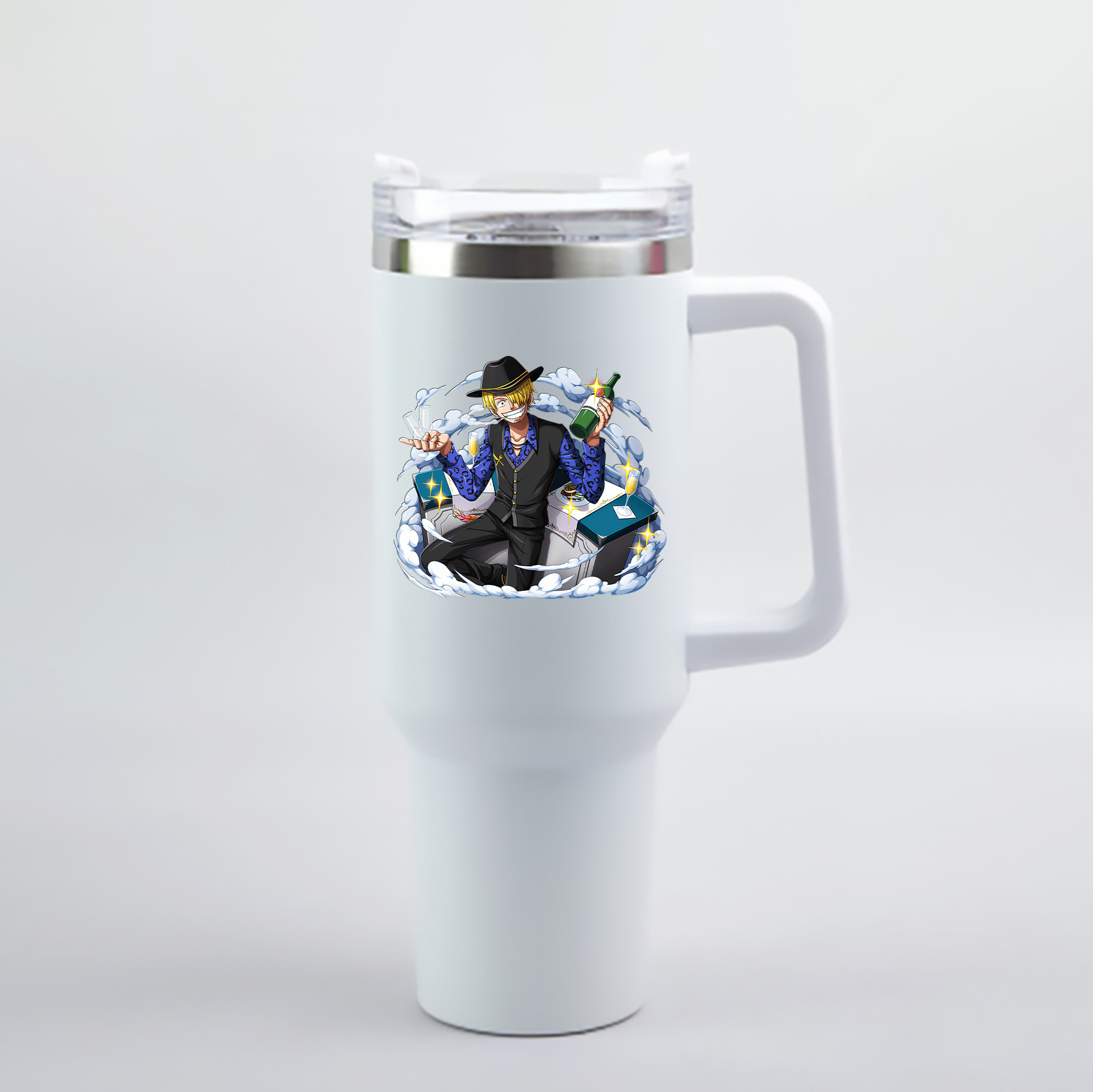 （画像用） ワンピース サンジ ONE PIECE Sanji 1200mL車用タンブラー - クリスタルステッカー（プラスチックストロー付き）
