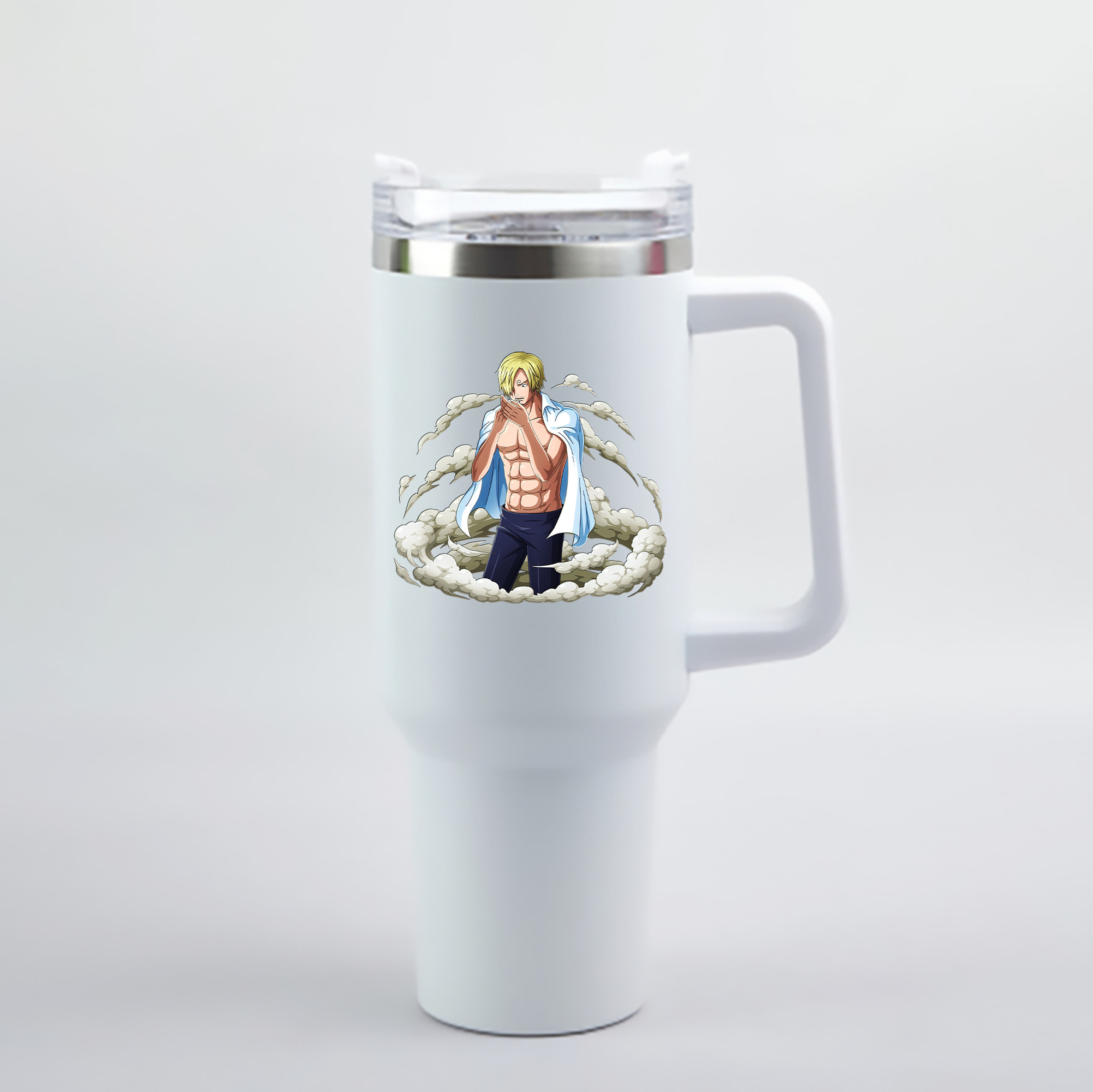 （画像用） ワンピース サンジ ONE PIECE Sanji 1200mL車用タンブラー - クリスタルステッカー（プラスチックストロー付き）