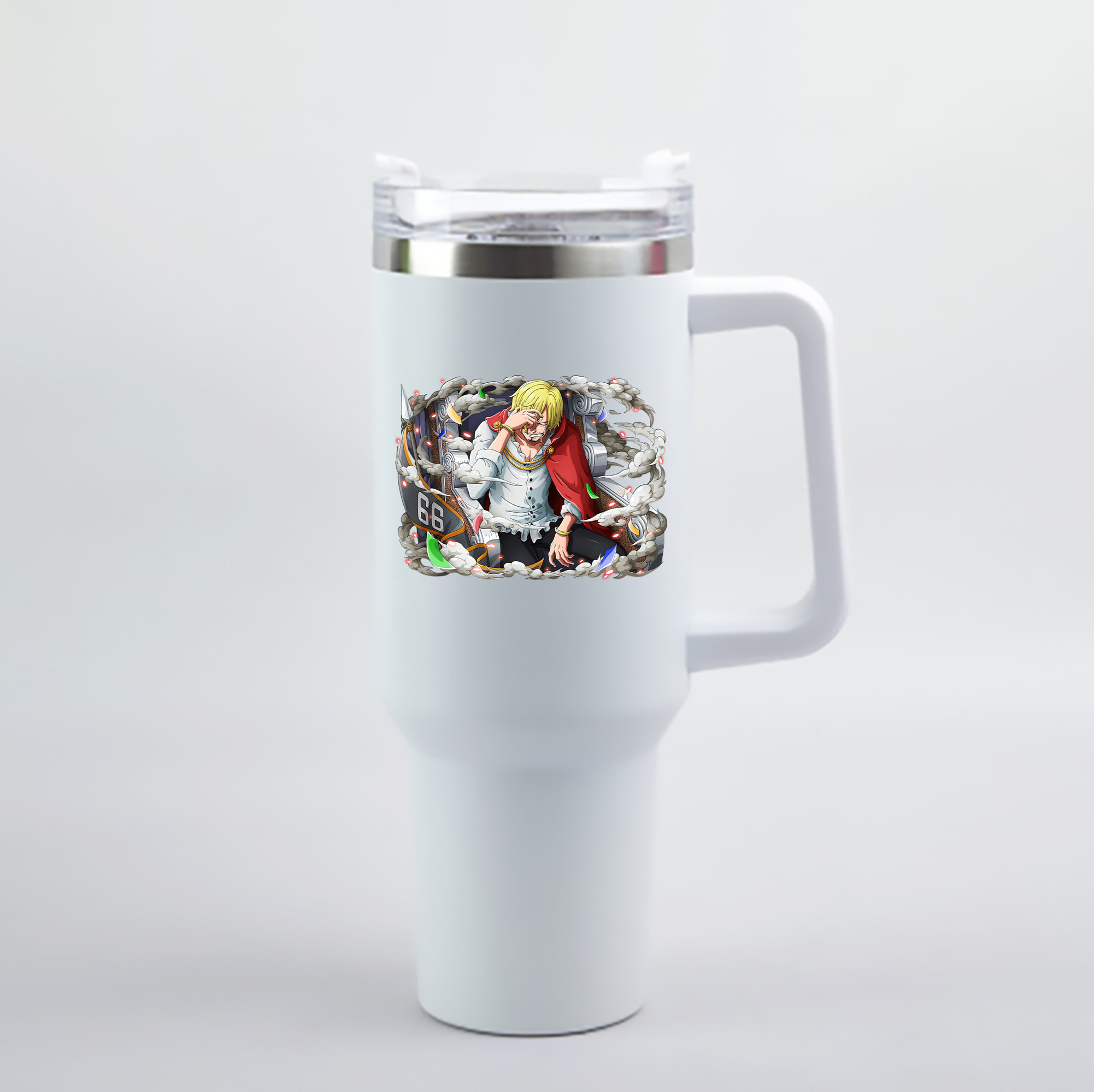 （画像用） ワンピース サンジ ONE PIECE Sanji 1200mL車用タンブラー - クリスタルステッカー（プラスチックストロー付き）