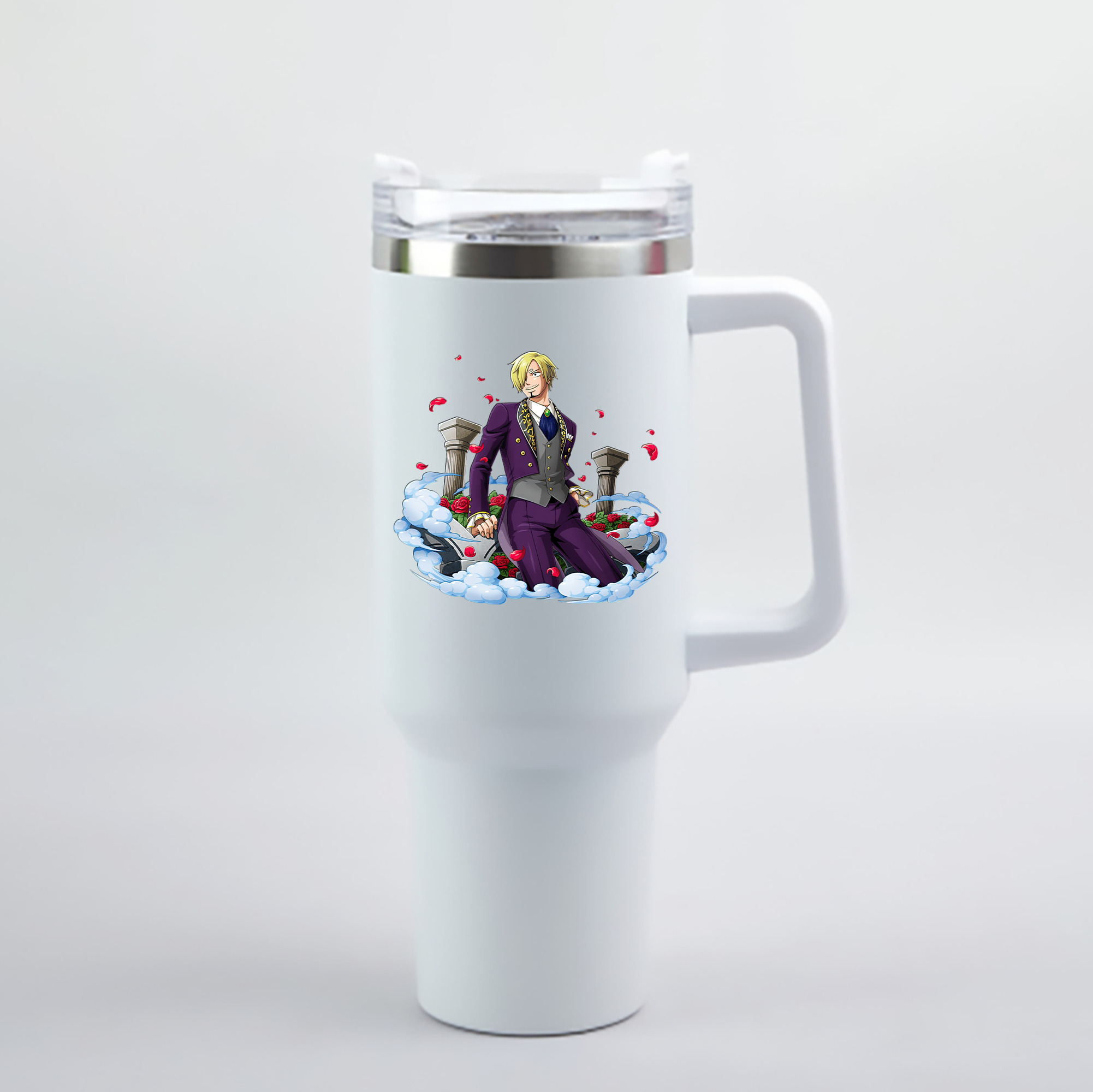 （画像用） ワンピース サンジ ONE PIECE Sanji 1200mL車用タンブラー - クリスタルステッカー（プラスチックストロー付き）