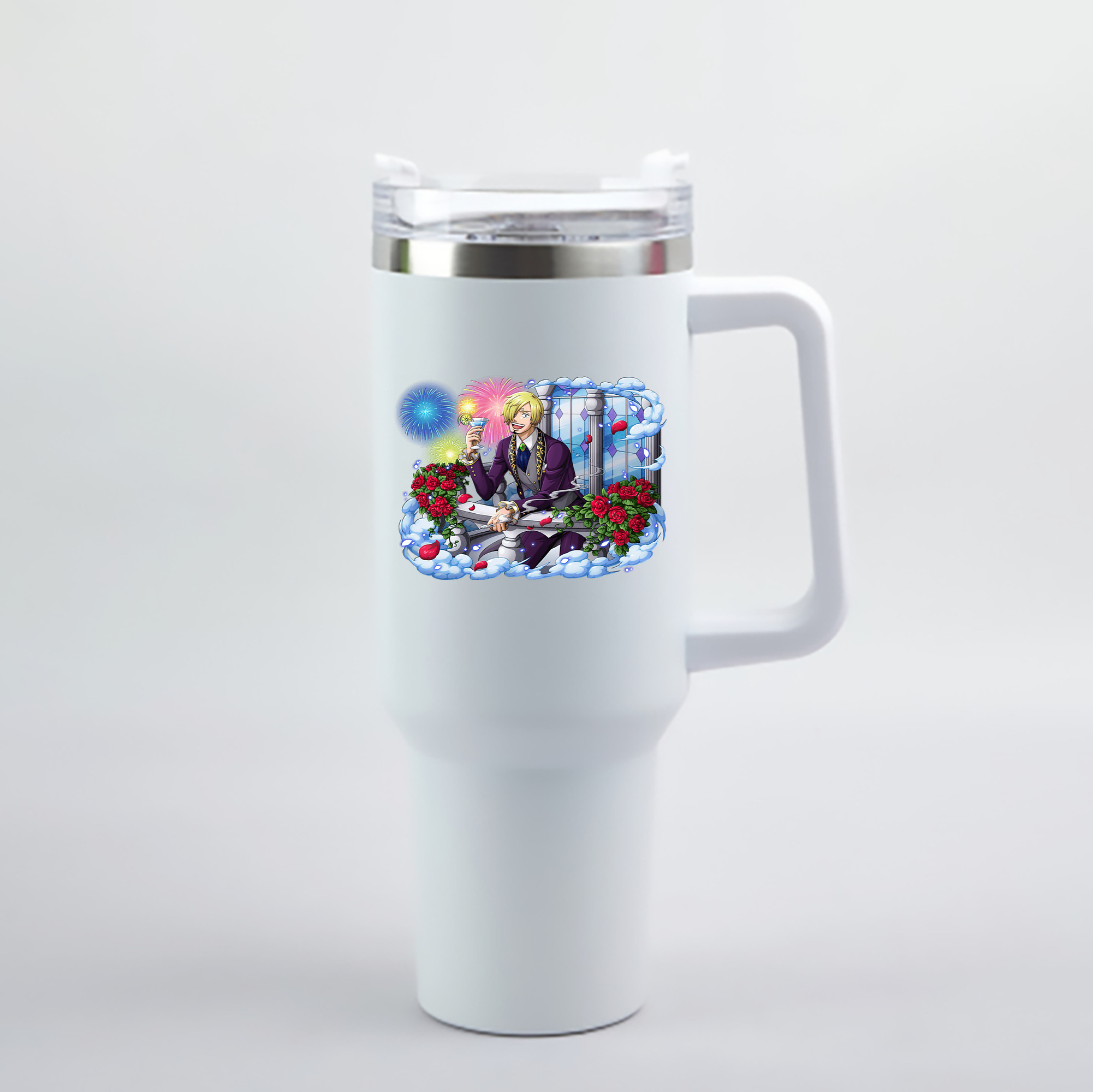 （画像用） ワンピース サンジ ONE PIECE Sanji 1200mL車用タンブラー - クリスタルステッカー（プラスチックストロー付き）