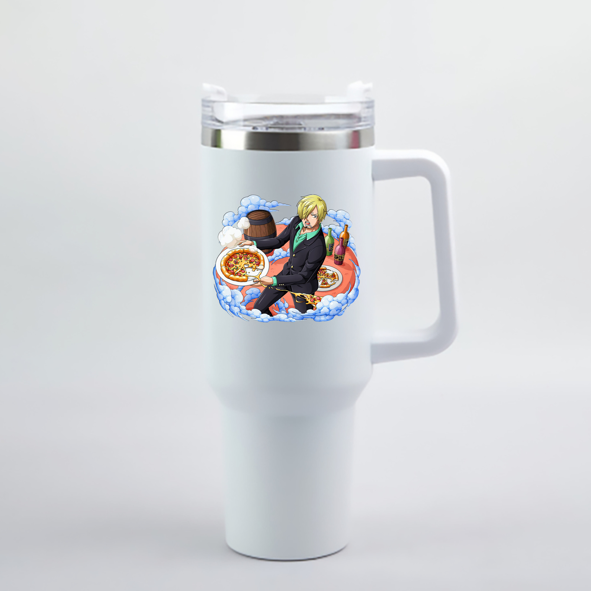 （画像用） ワンピース サンジ ONE PIECE Sanji 1200mL車用タンブラー - クリスタルステッカー（プラスチックストロー付き）