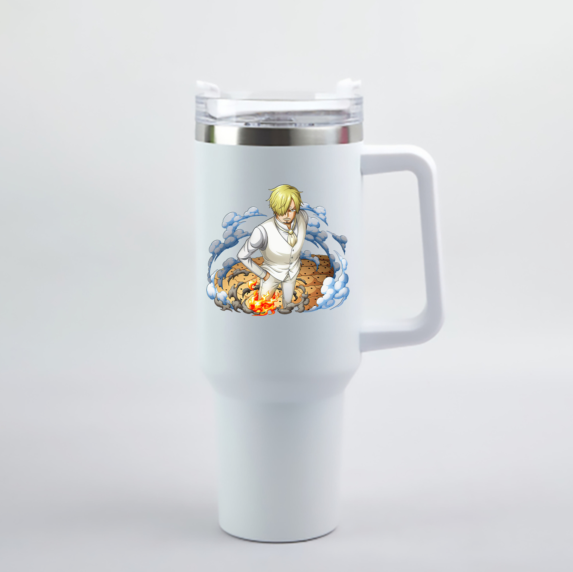 （画像用） ワンピース サンジ ONE PIECE Sanji 1200mL車用タンブラー - クリスタルステッカー（プラスチックストロー付き）