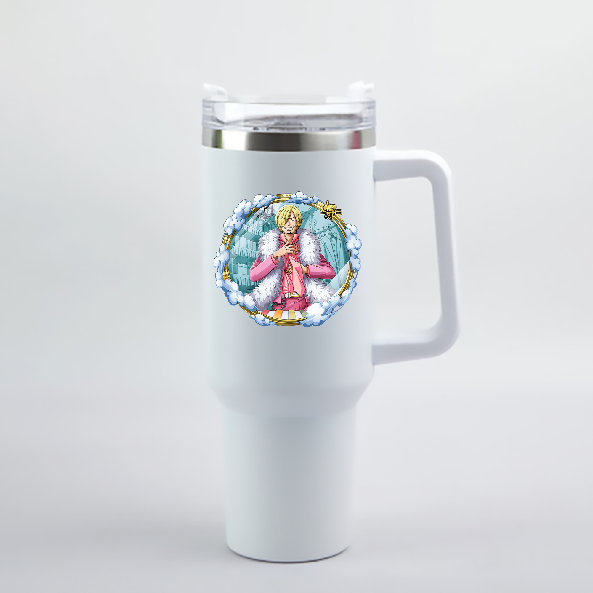 （画像用） ワンピース サンジ ONE PIECE Sanji 1200mL車用タンブラー - クリスタルステッカー（プラスチックストロー付き）