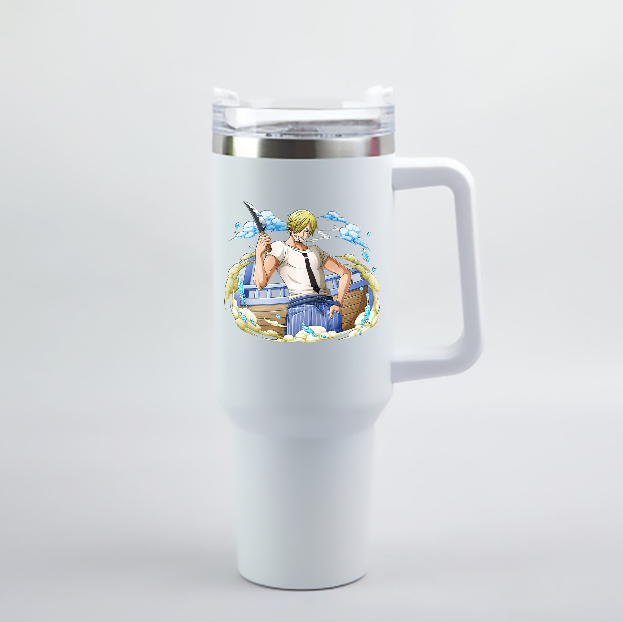 （画像用） ワンピース サンジ ONE PIECE Sanji 1200mL車用タンブラー - クリスタルステッカー（プラスチックストロー付き）