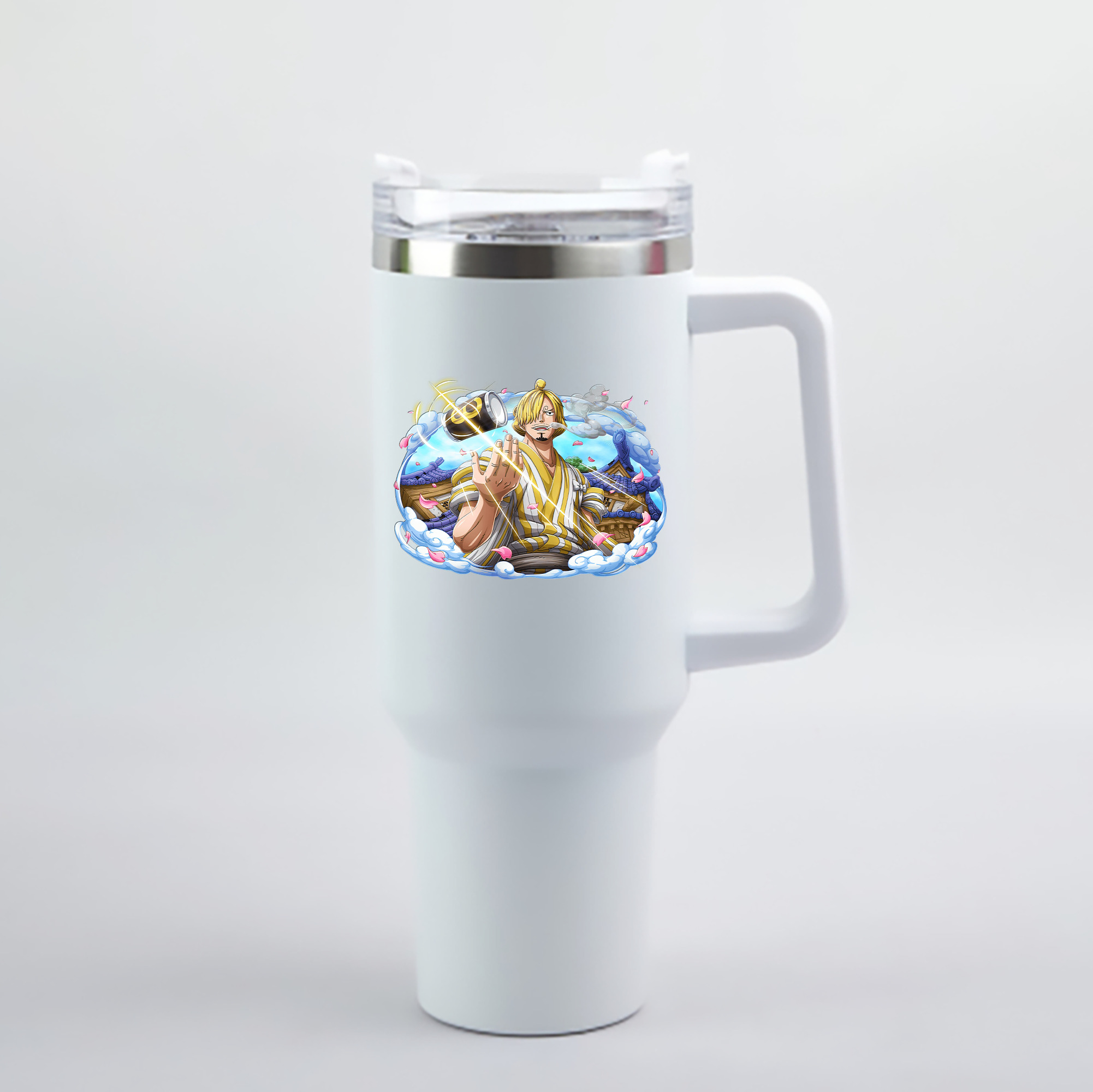 （画像用） ワンピース サンジ ONE PIECE Sanji 1200mL車用タンブラー - クリスタルステッカー（プラスチックストロー付き）