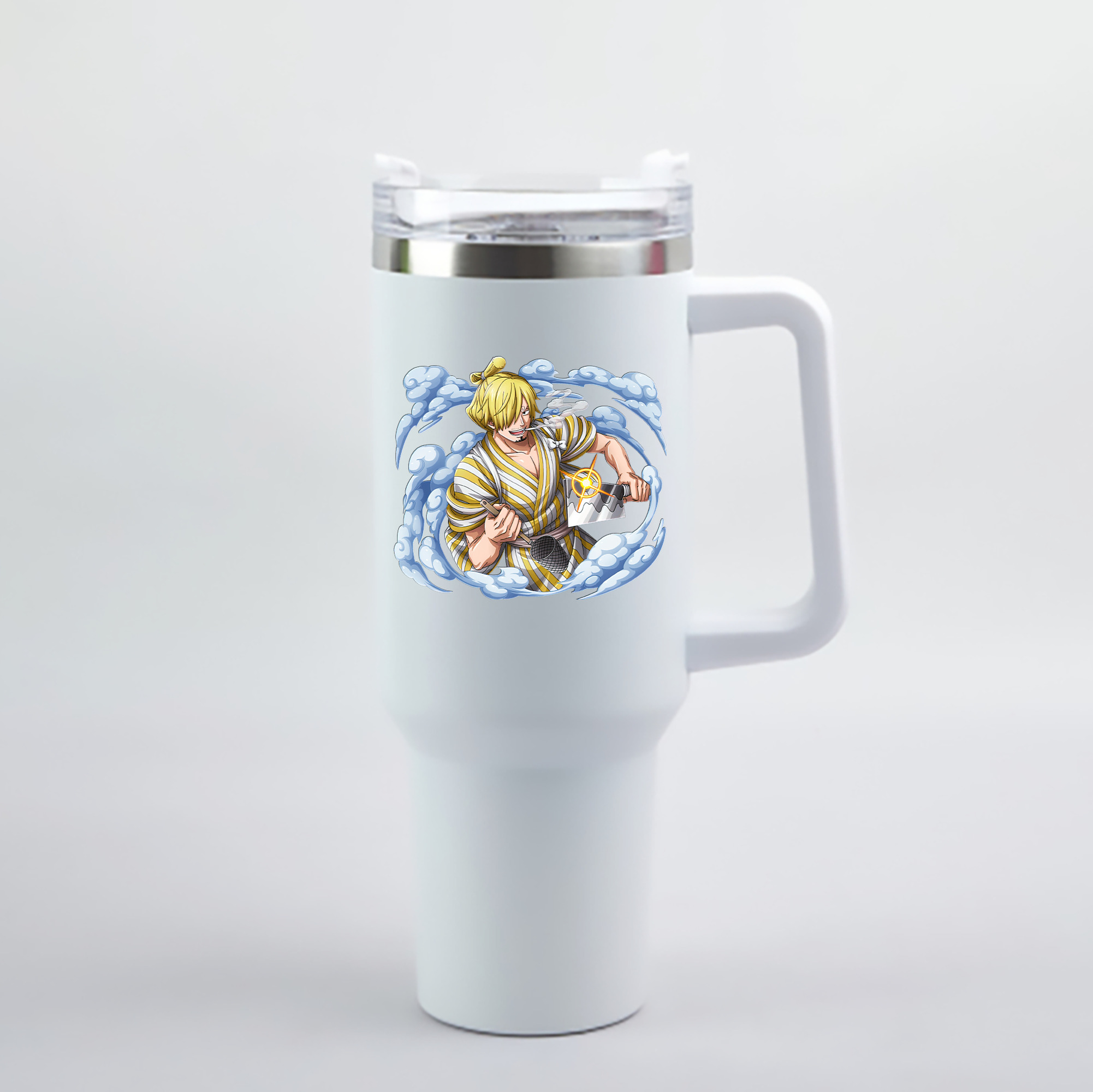 （画像用） ワンピース サンジ ONE PIECE Sanji 1200mL車用タンブラー - クリスタルステッカー（プラスチックストロー付き）