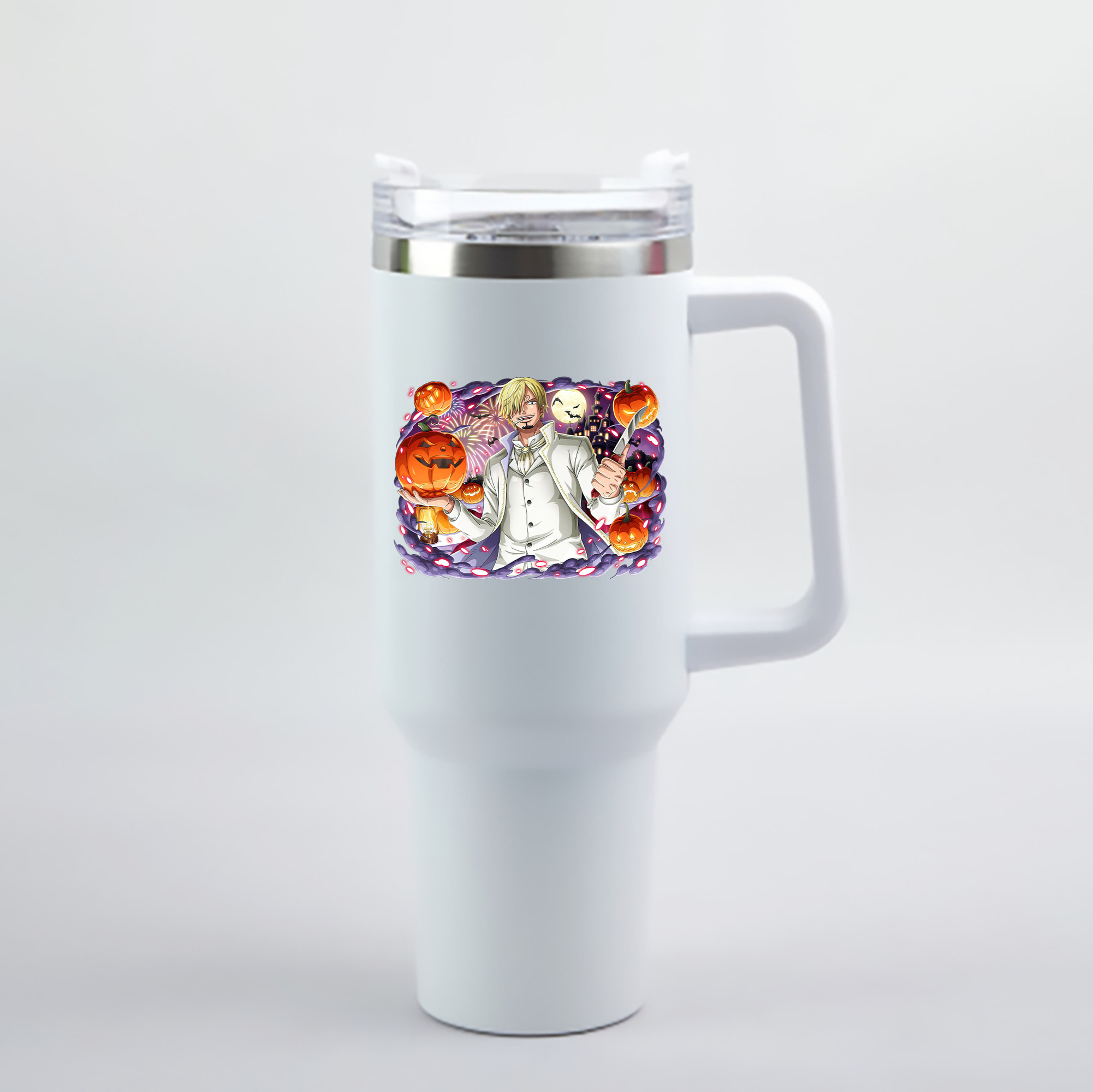 （画像用） ワンピース サンジ ONE PIECE Sanji 1200mL車用タンブラー - クリスタルステッカー（プラスチックストロー付き）