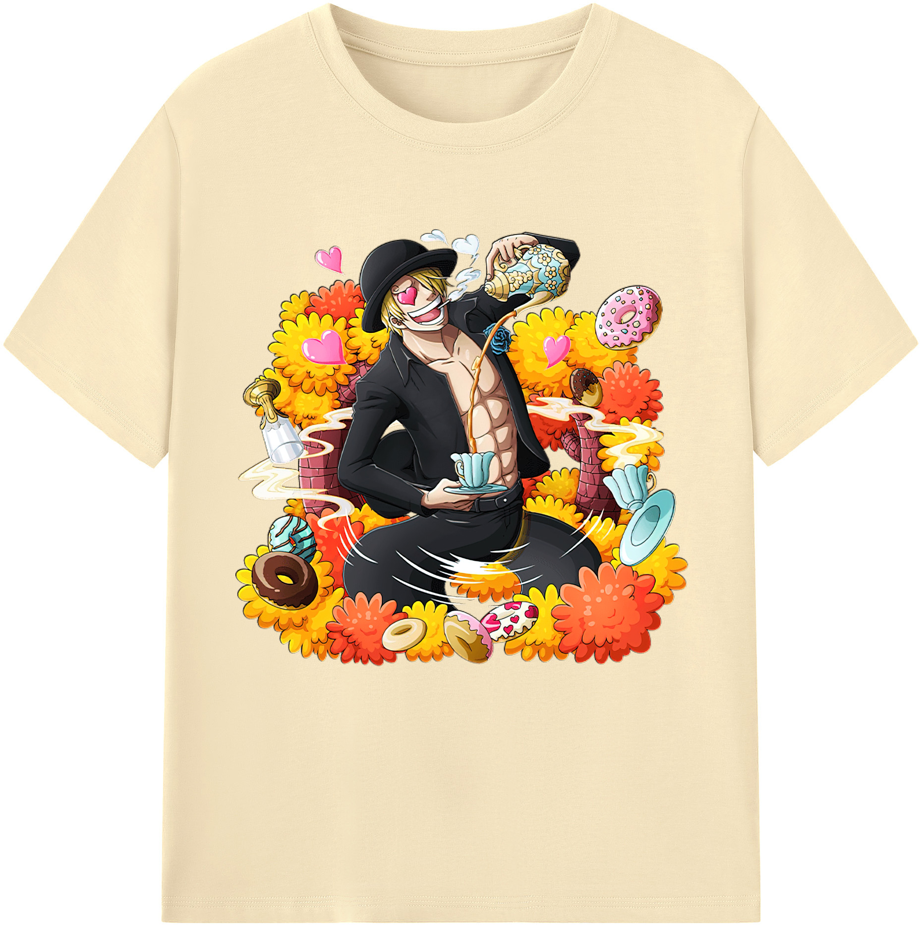 ワンピース サンジ ONE PIECE Sanji 綿100％半袖Tシャツ（フロントプリント）