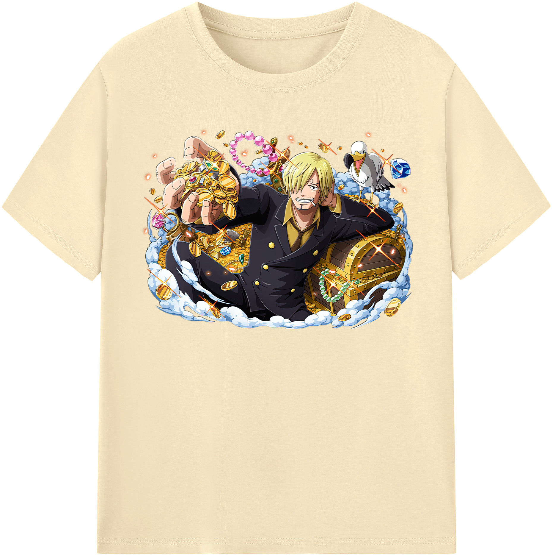 ワンピース サンジ ONE PIECE Sanji 綿100％半袖Tシャツ（フロントプリント）