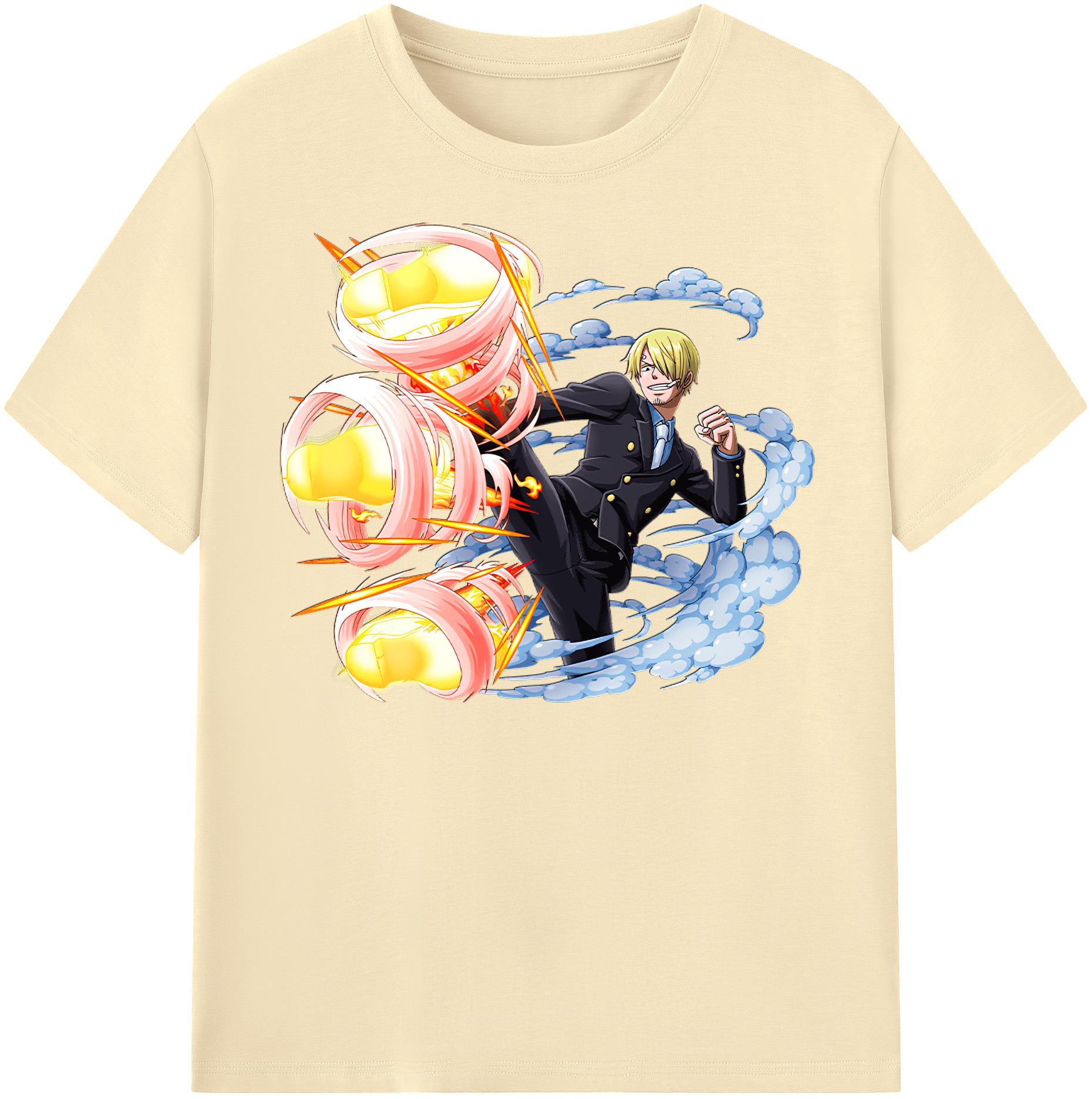 ワンピース サンジ ONE PIECE Sanji 綿100％半袖Tシャツ（フロントプリント）