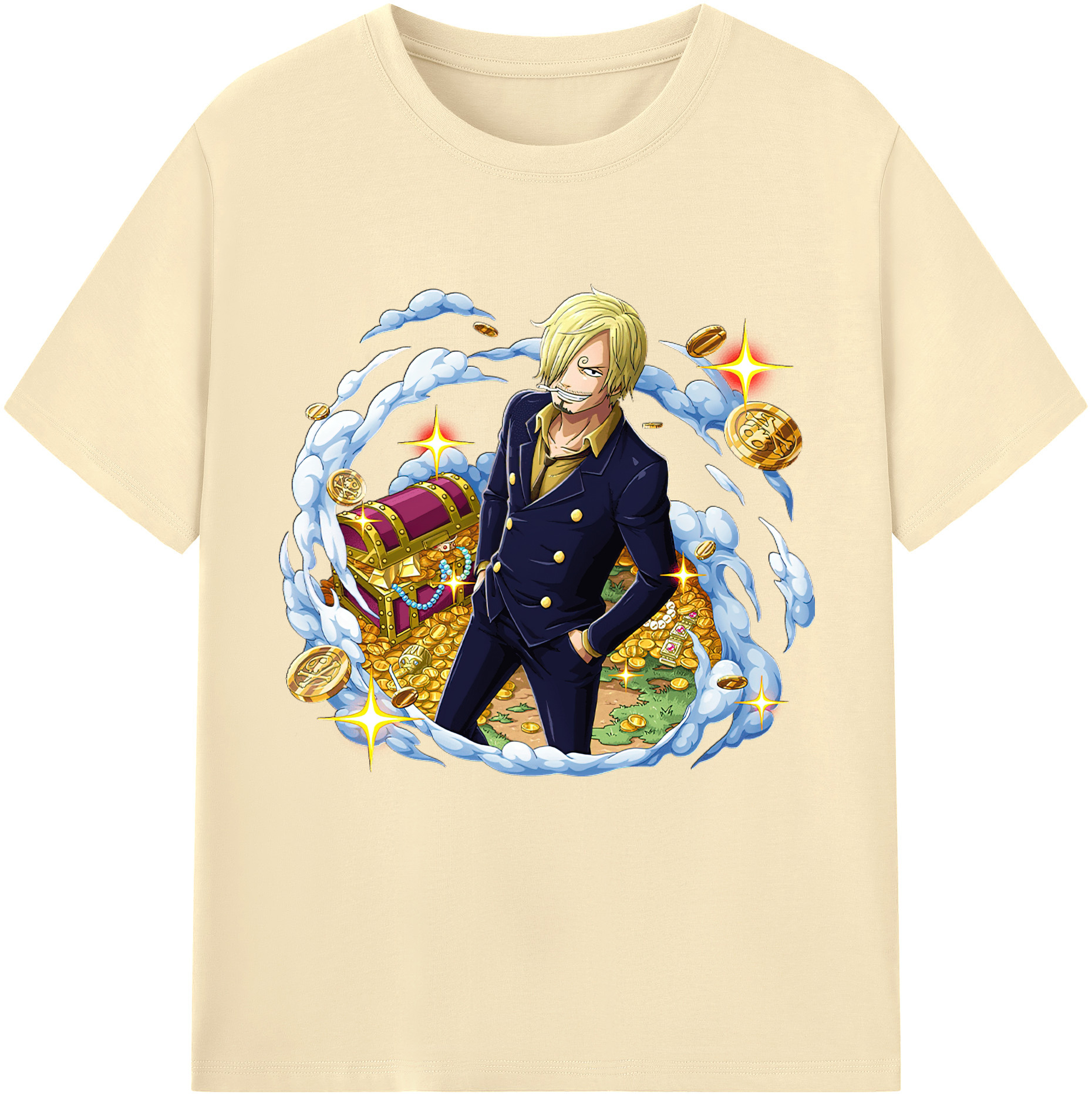 ワンピース サンジ ONE PIECE Sanji 綿100％半袖Tシャツ（フロントプリント）