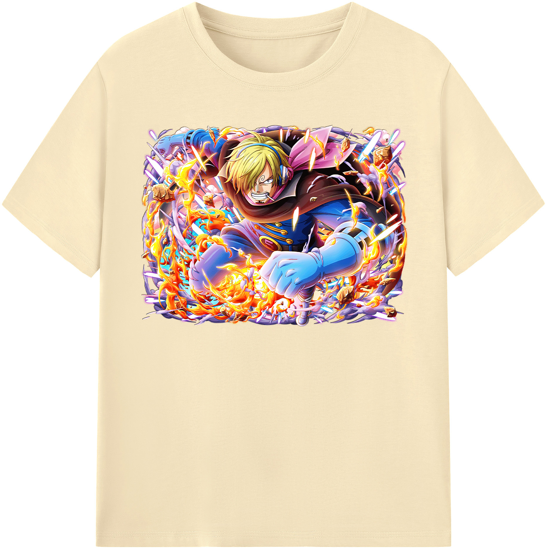 （画像用） ワンピース サンジ ONE PIECE Sanji 綿100％半袖Tシャツ（フロントプリント）