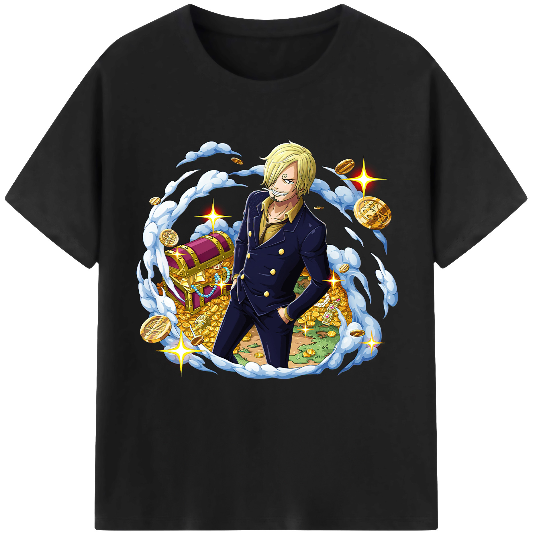 ワンピース サンジ ONE PIECE Sanji 綿100％半袖Tシャツ（フロントプリント）