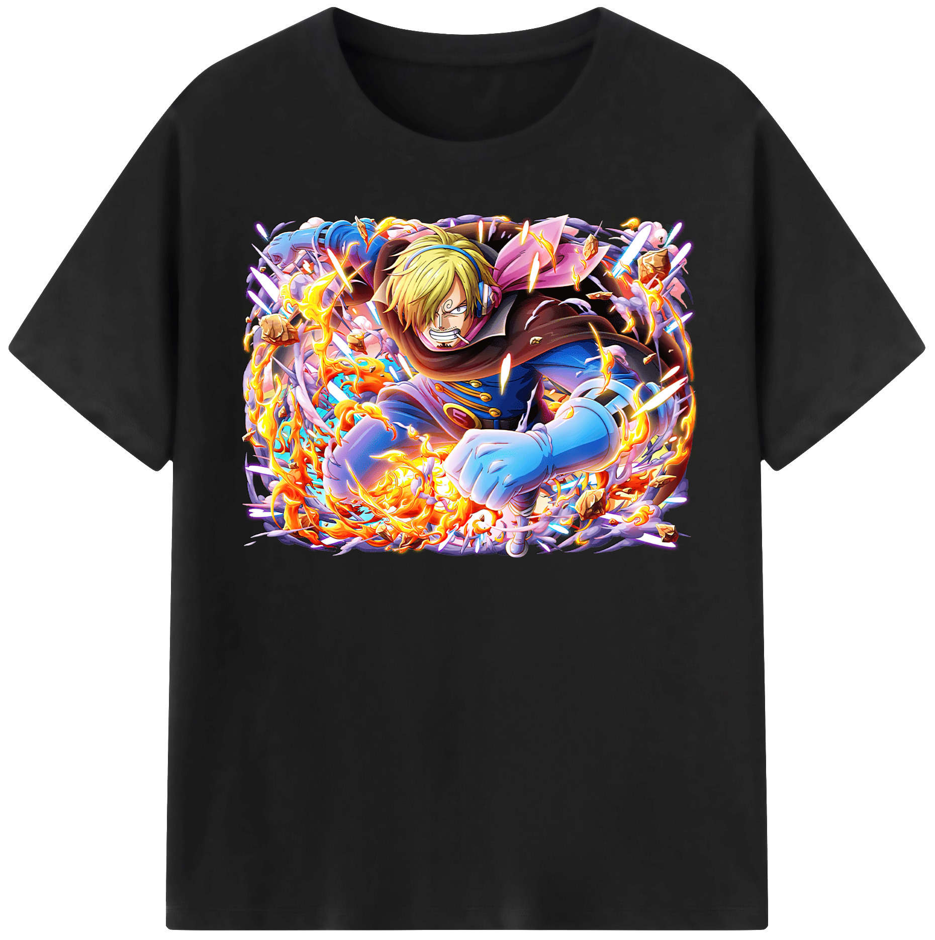 （画像用） ワンピース サンジ ONE PIECE Sanji 綿100％半袖Tシャツ（フロントプリント）
