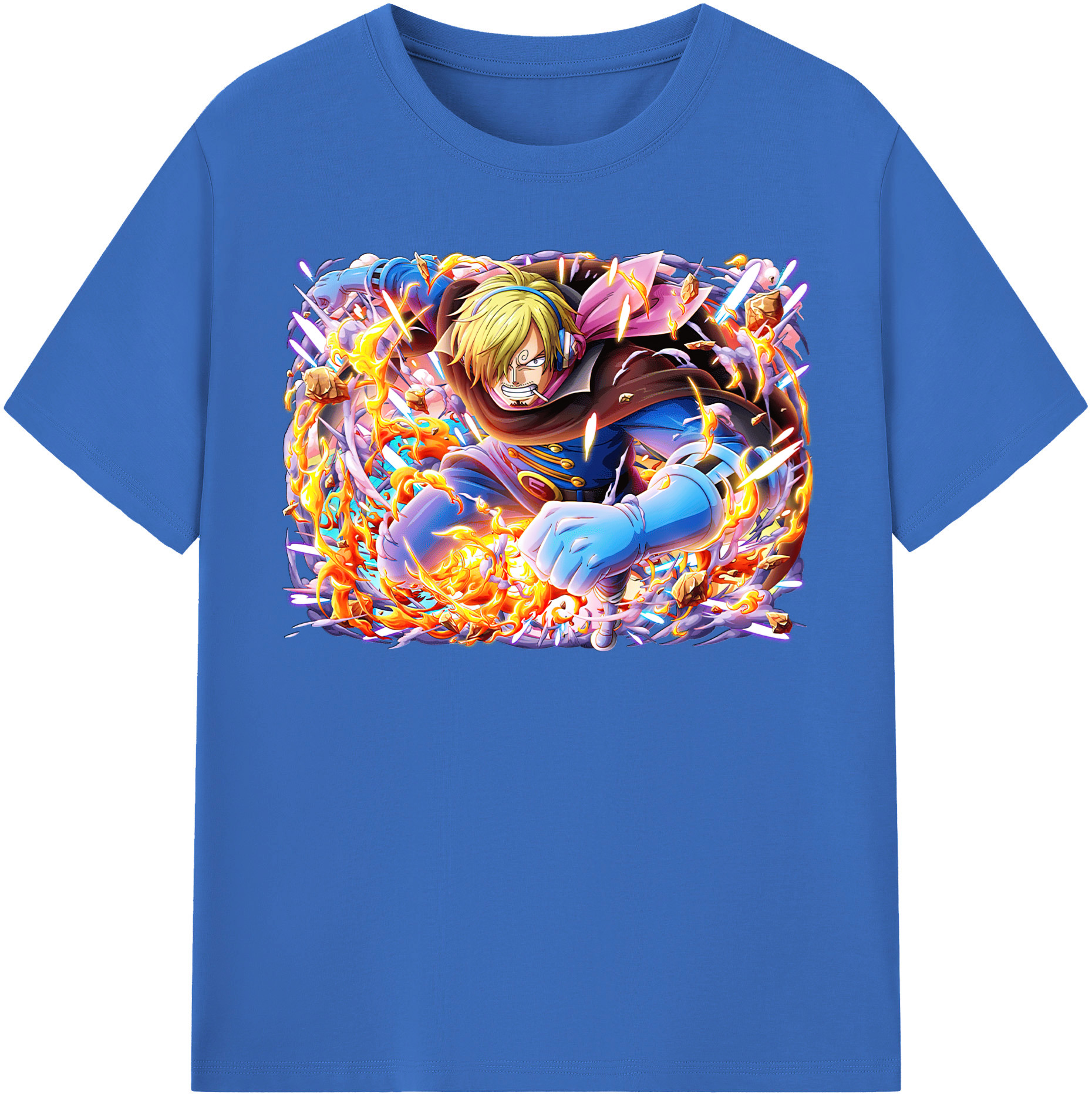 （画像用） ワンピース サンジ ONE PIECE Sanji 綿100％半袖Tシャツ（フロントプリント）