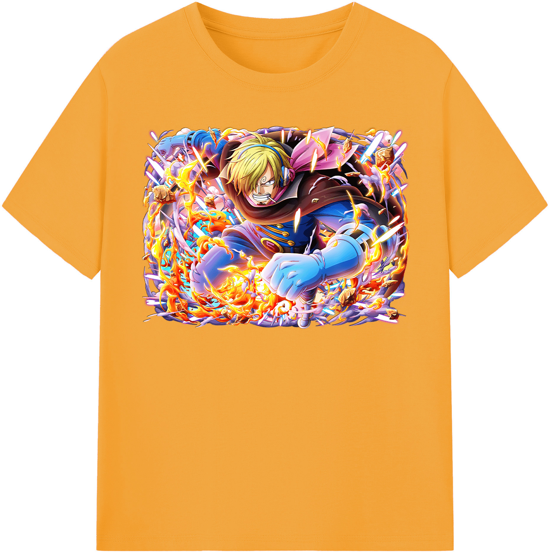 （画像用） ワンピース サンジ ONE PIECE Sanji 綿100％半袖Tシャツ（フロントプリント）