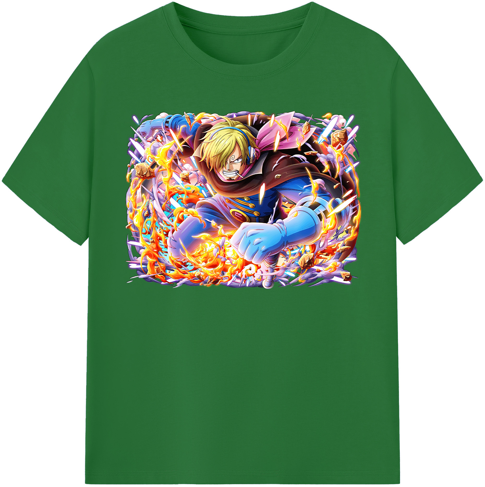 （画像用） ワンピース サンジ ONE PIECE Sanji 綿100％半袖Tシャツ（フロントプリント）