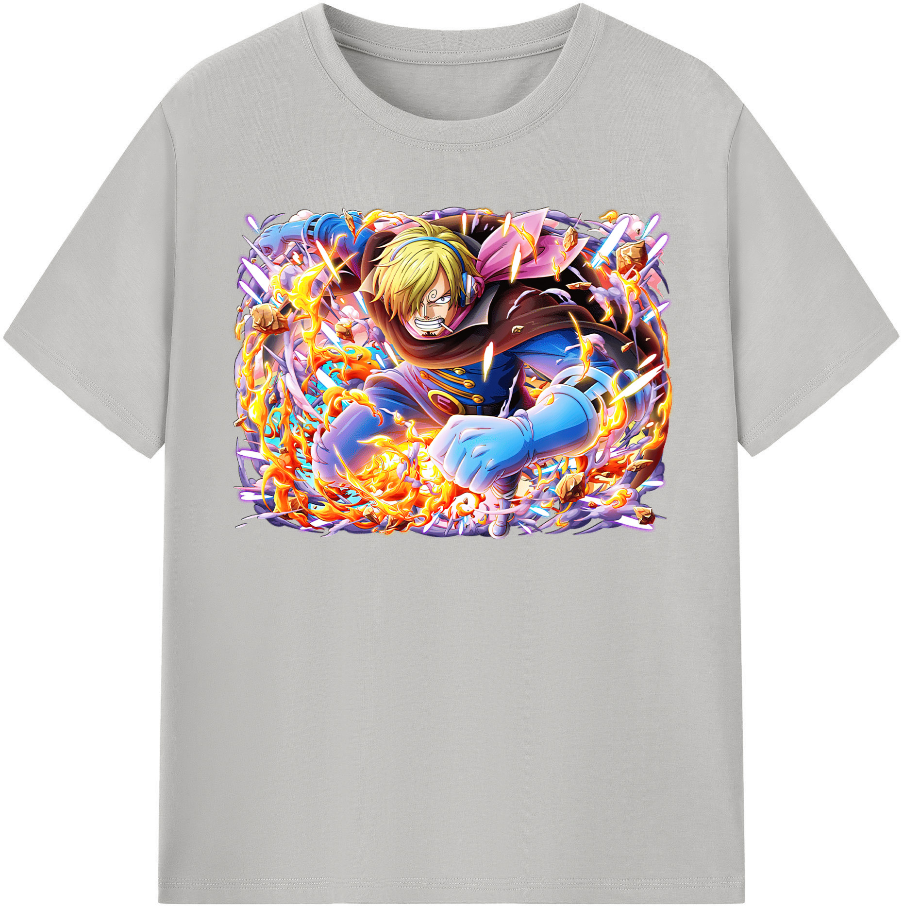（画像用） ワンピース サンジ ONE PIECE Sanji 綿100％半袖Tシャツ（フロントプリント）