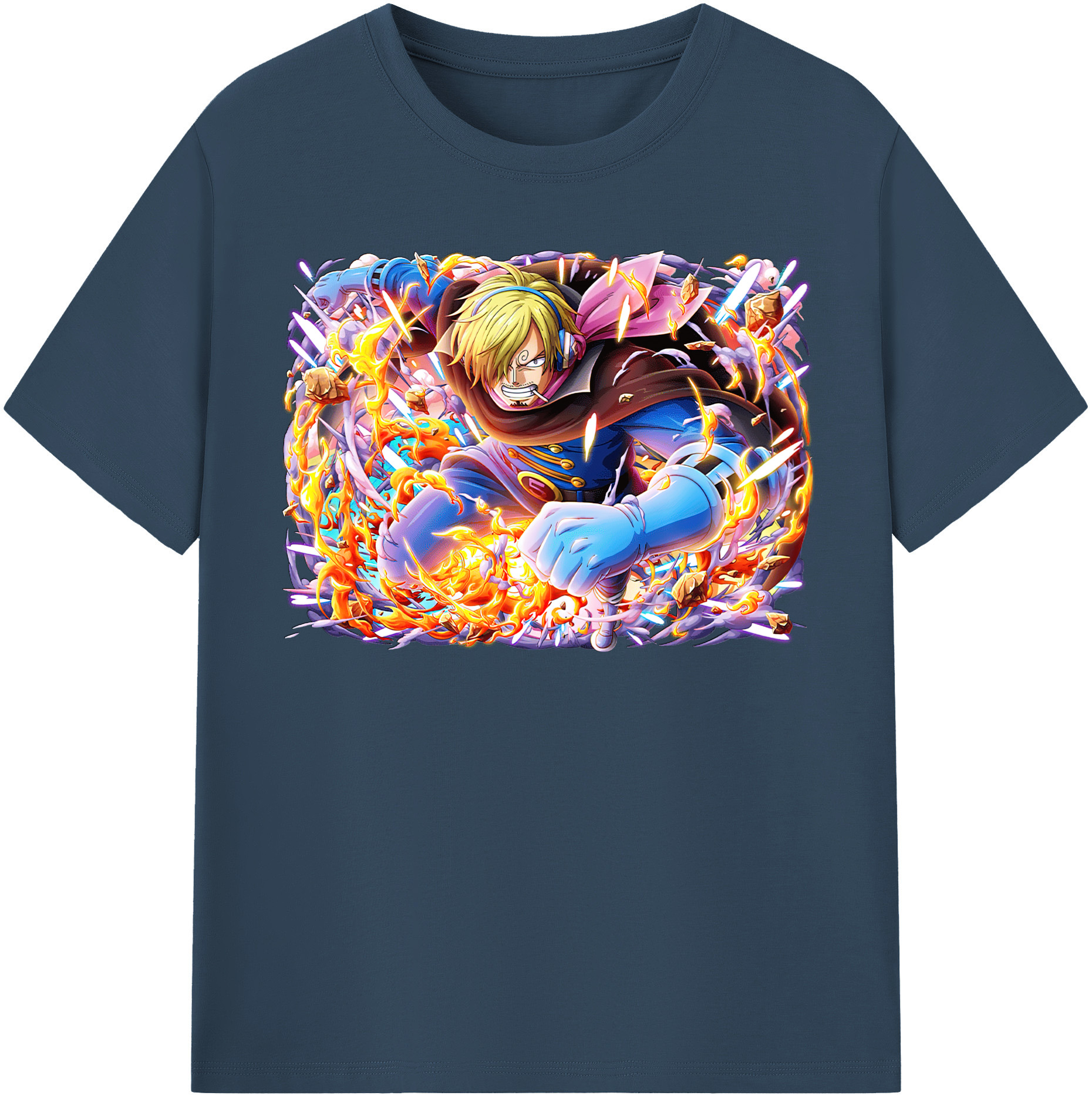 （画像用） ワンピース サンジ ONE PIECE Sanji 綿100％半袖Tシャツ（フロントプリント）