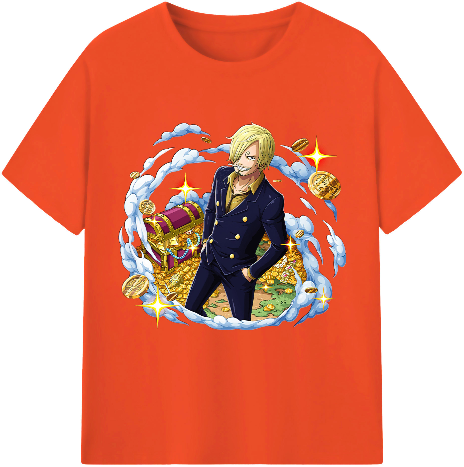 ワンピース サンジ ONE PIECE Sanji 綿100％半袖Tシャツ（フロントプリント）