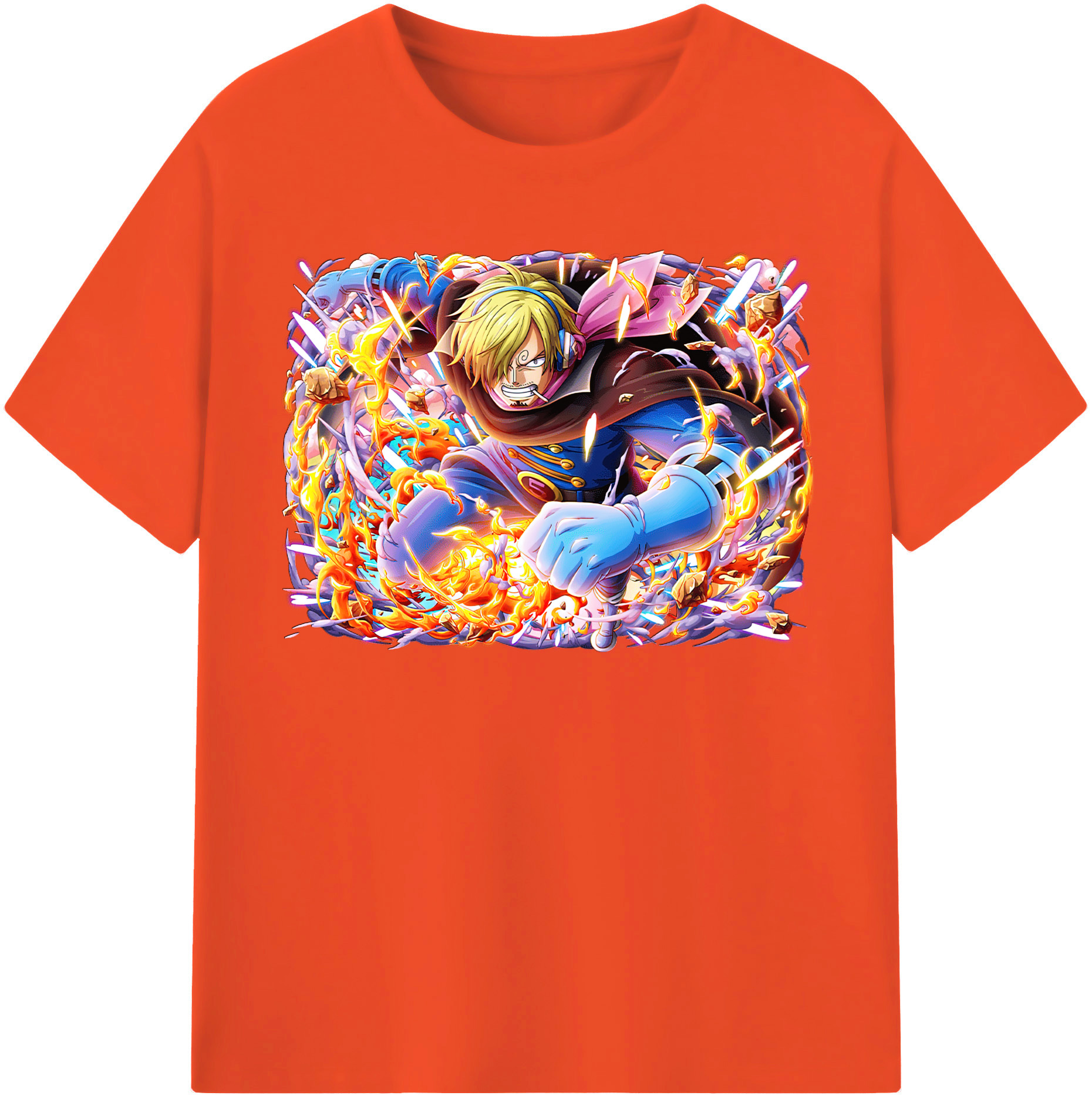 （画像用） ワンピース サンジ ONE PIECE Sanji 綿100％半袖Tシャツ（フロントプリント）