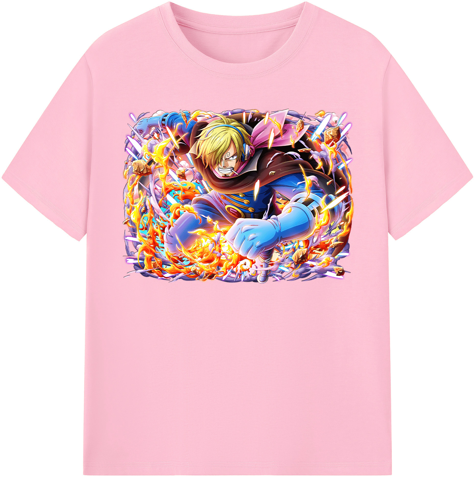 （画像用） ワンピース サンジ ONE PIECE Sanji 綿100％半袖Tシャツ（フロントプリント）