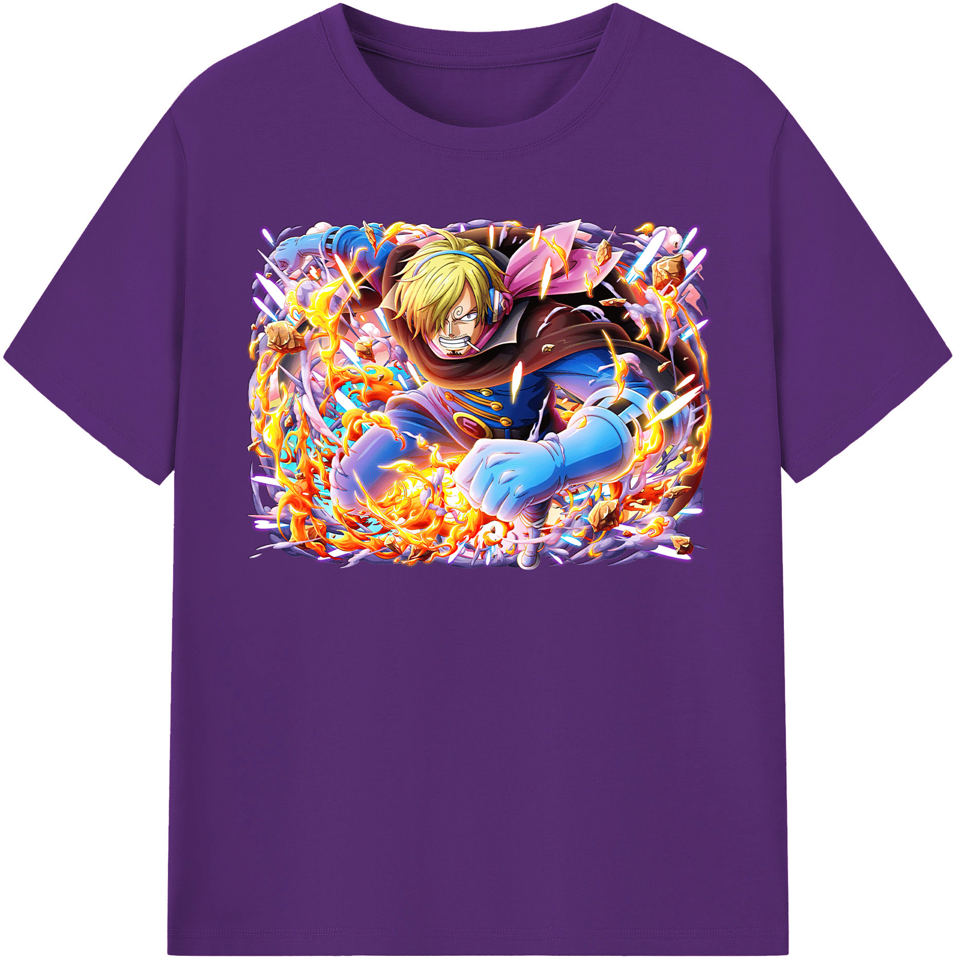 （画像用） ワンピース サンジ ONE PIECE Sanji 綿100％半袖Tシャツ（フロントプリント）