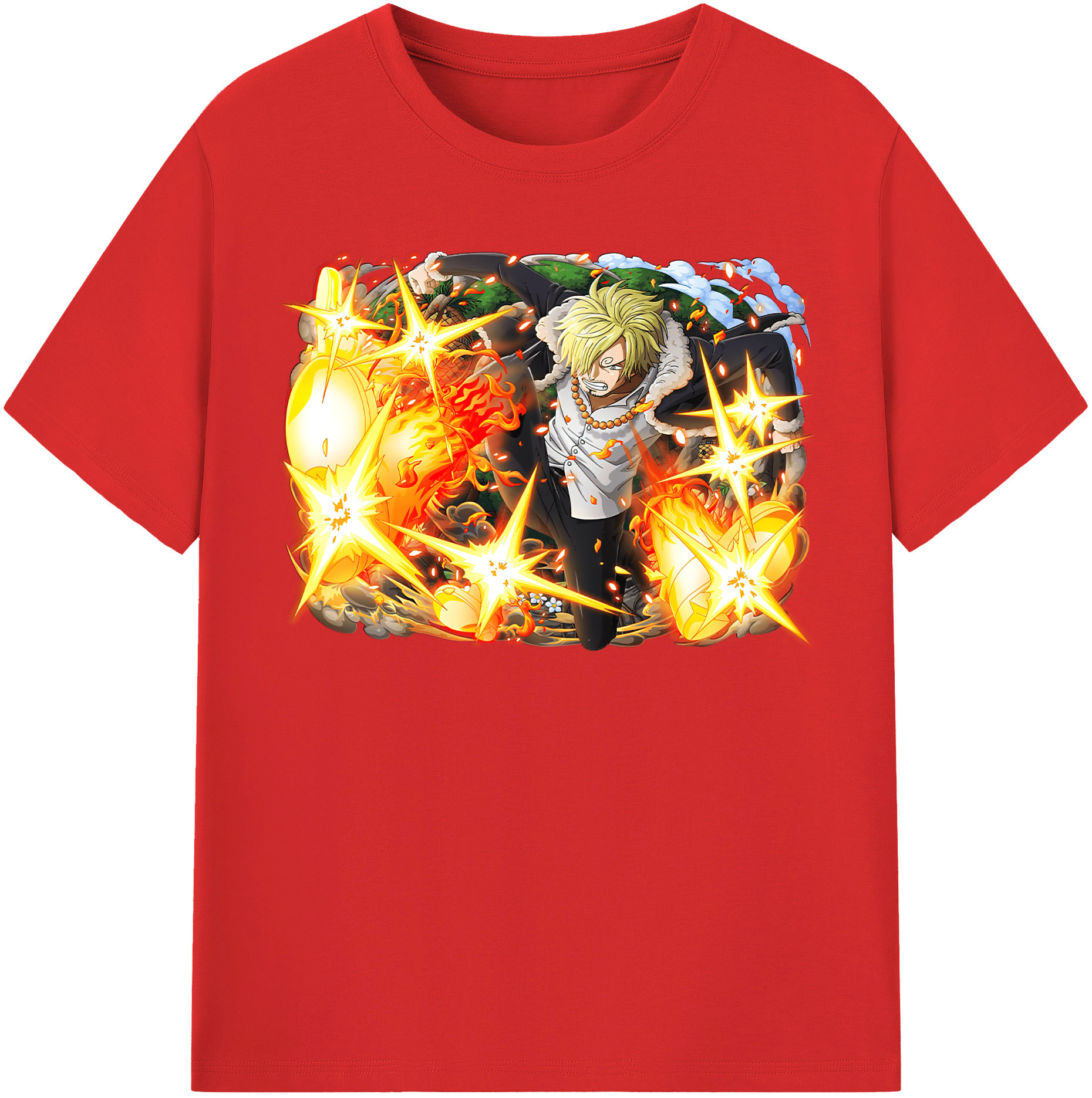 ワンピース サンジ ONE PIECE Sanji 綿100％半袖Tシャツ（フロントプリント）