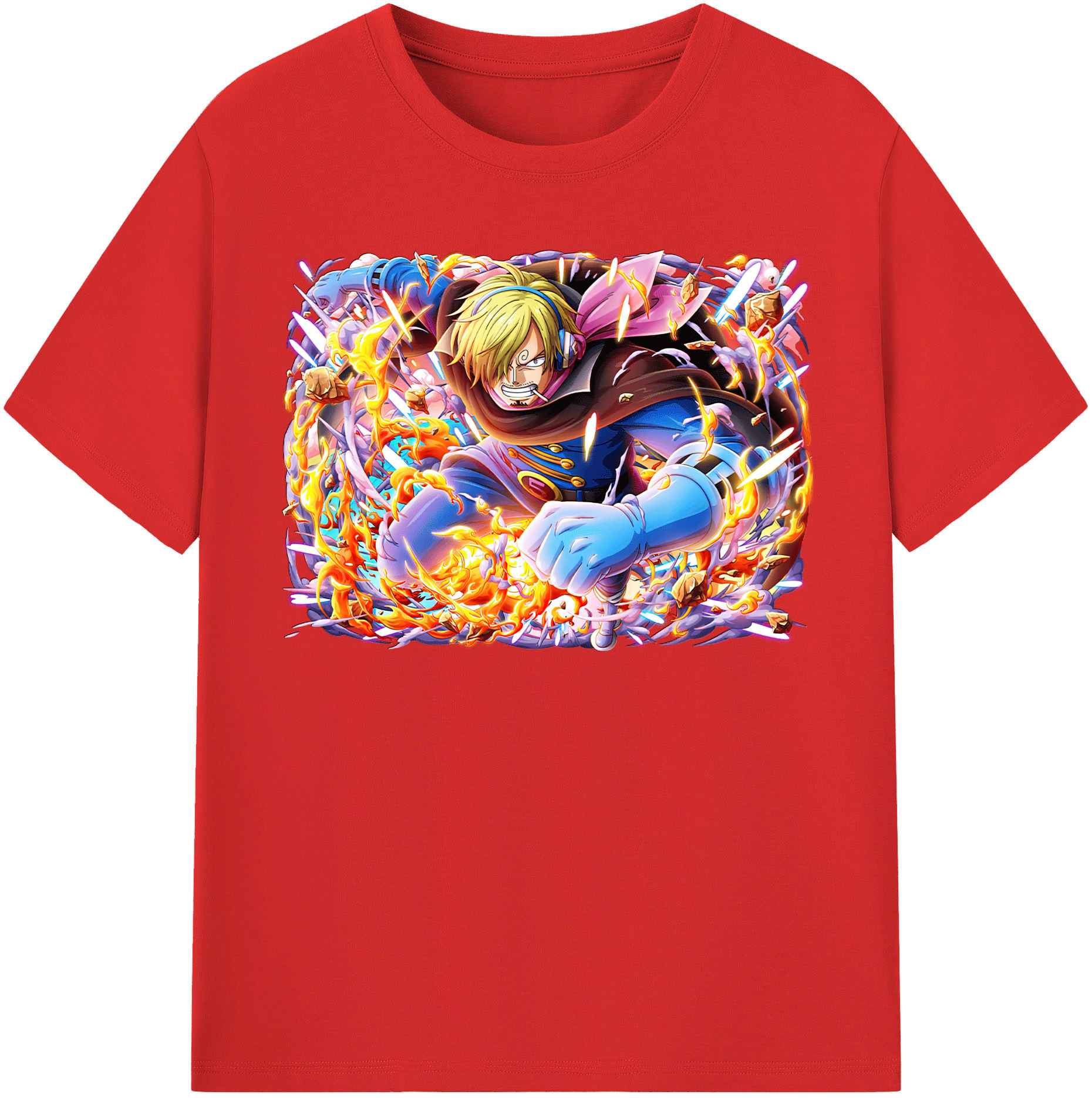 （画像用） ワンピース サンジ ONE PIECE Sanji 綿100％半袖Tシャツ（フロントプリント）