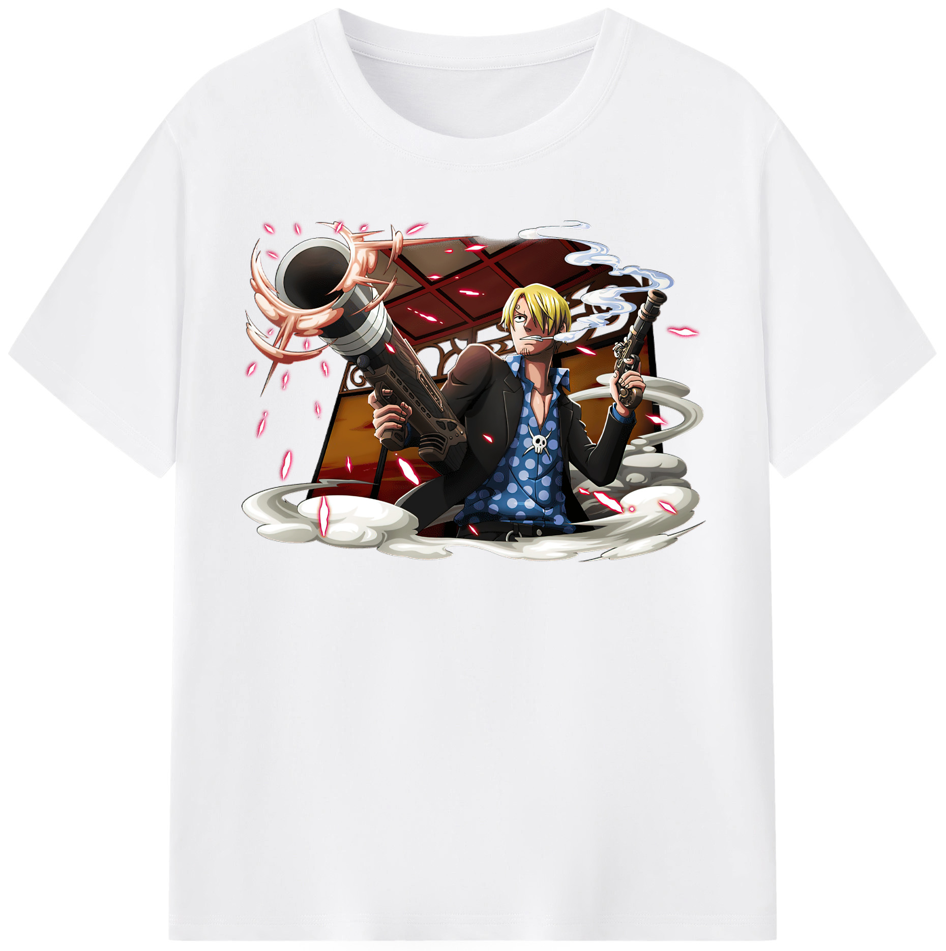 （画像用） ワンピース サンジ ONE PIECE Sanji 綿100％半袖Tシャツ（フロントプリント）