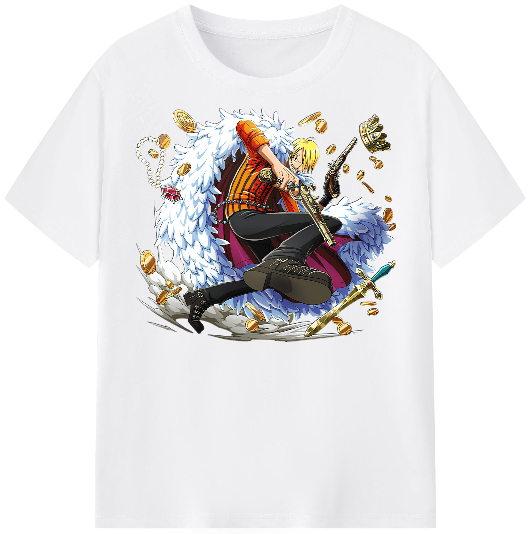 （画像用） ワンピース サンジ ONE PIECE Sanji 綿100％半袖Tシャツ（フロントプリント）