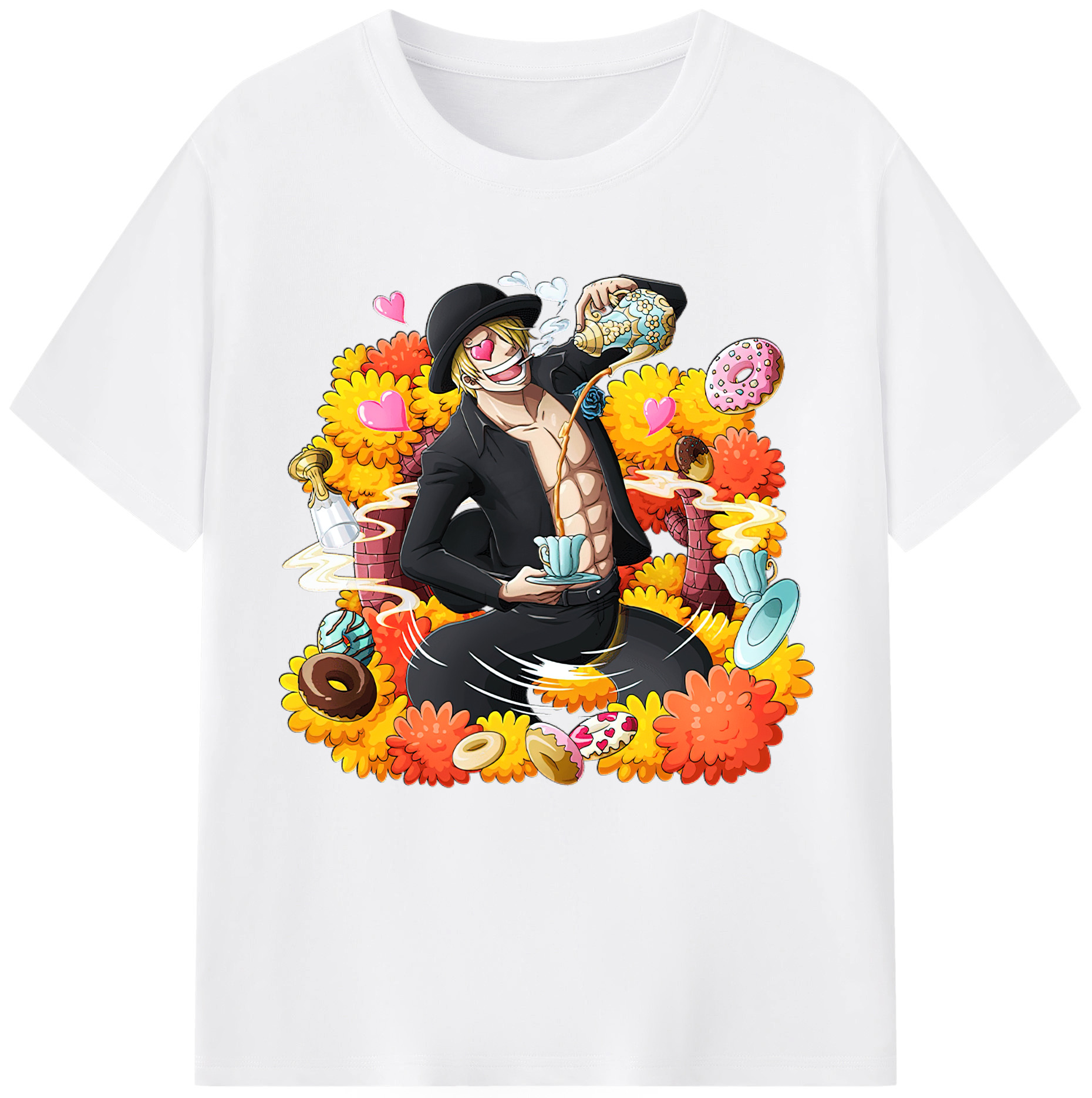 （画像用） ワンピース サンジ ONE PIECE Sanji 綿100％半袖Tシャツ（フロントプリント）