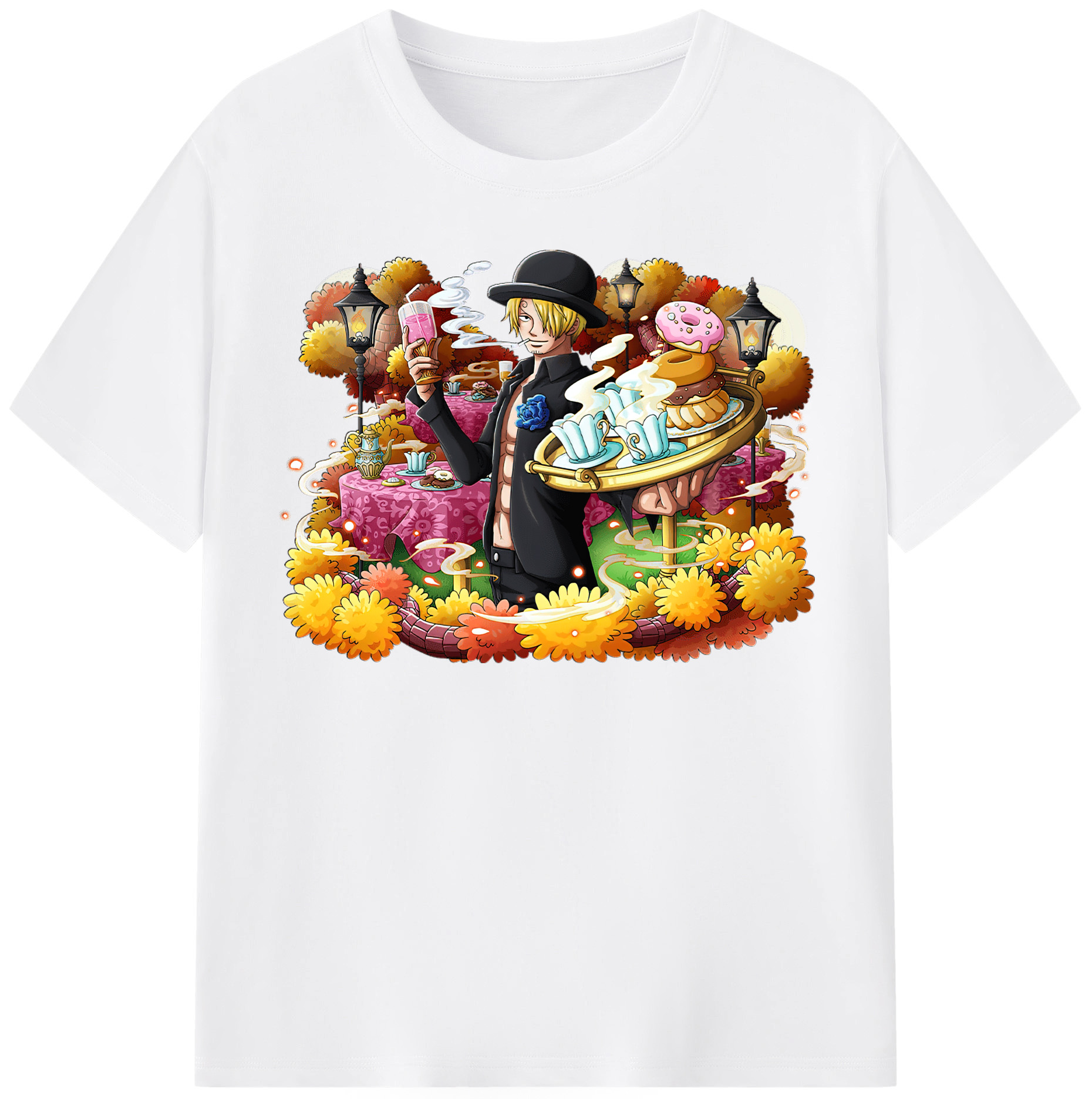 （画像用） ワンピース サンジ ONE PIECE Sanji 綿100％半袖Tシャツ（フロントプリント）