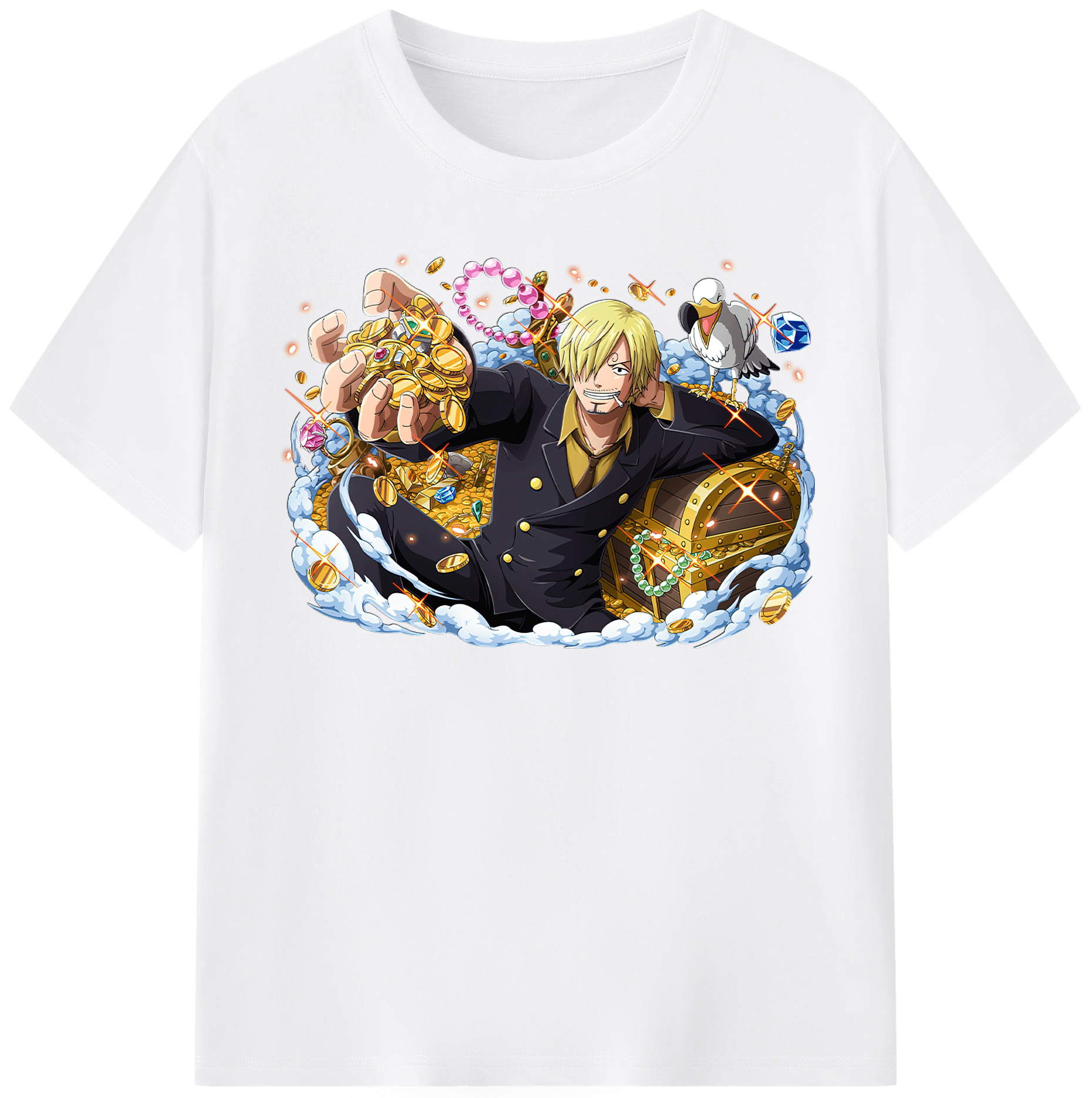 （画像用） ワンピース サンジ ONE PIECE Sanji 綿100％半袖Tシャツ（フロントプリント）