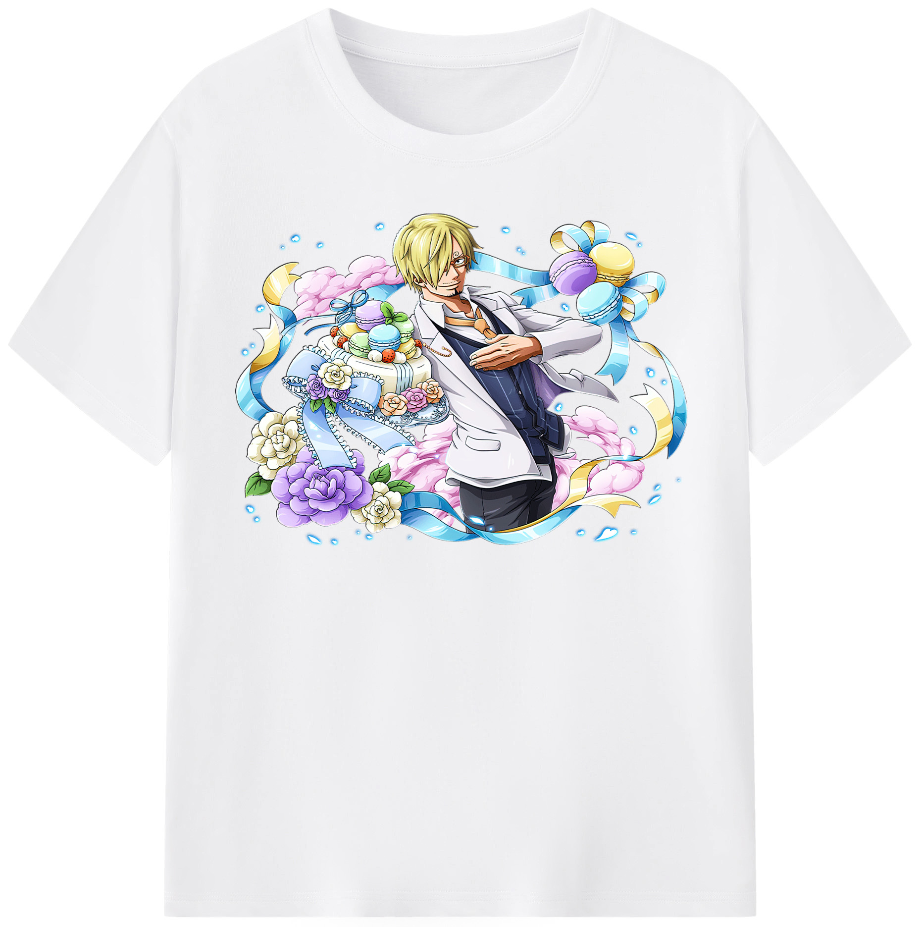 （画像用） ワンピース サンジ ONE PIECE Sanji 綿100％半袖Tシャツ（フロントプリント）