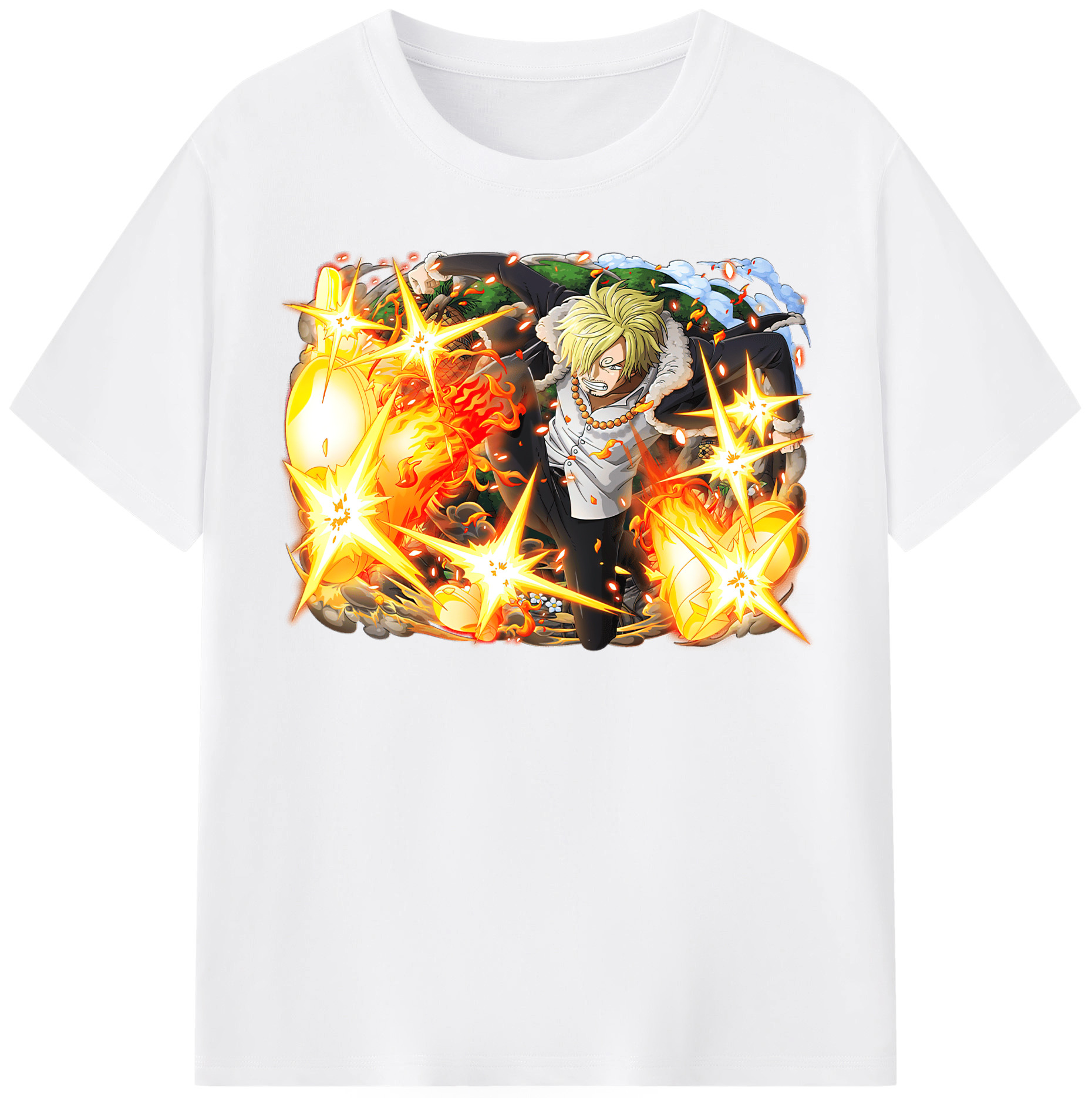 （画像用） ワンピース サンジ ONE PIECE Sanji 綿100％半袖Tシャツ（フロントプリント）