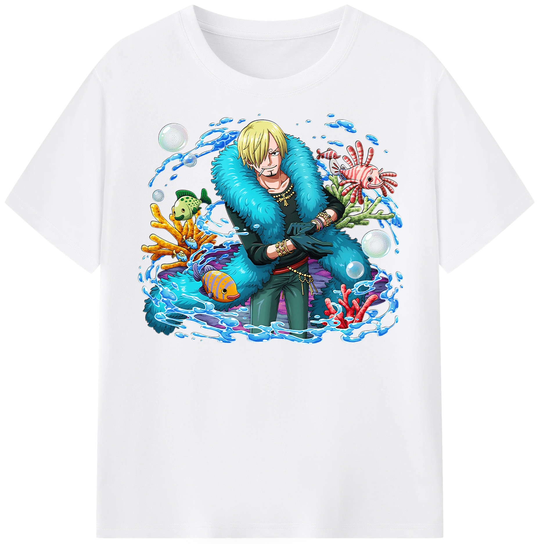 （画像用） ワンピース サンジ ONE PIECE Sanji 綿100％半袖Tシャツ（フロントプリント）