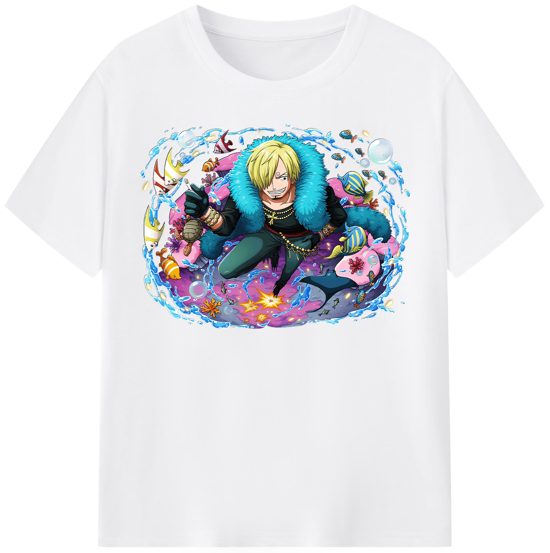 （画像用） ワンピース サンジ ONE PIECE Sanji 綿100％半袖Tシャツ（フロントプリント）