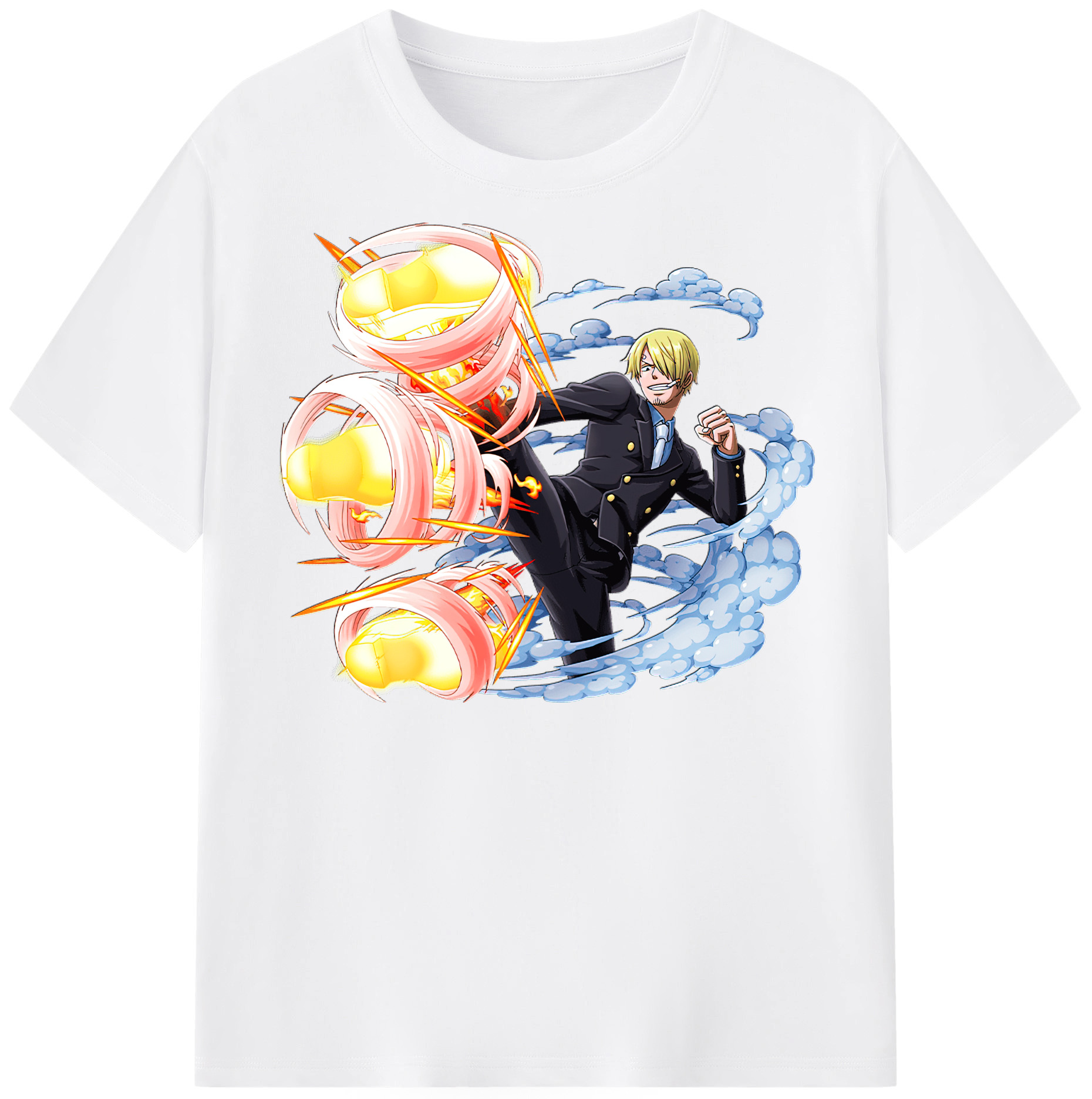 （画像用） ワンピース サンジ ONE PIECE Sanji 綿100％半袖Tシャツ（フロントプリント）