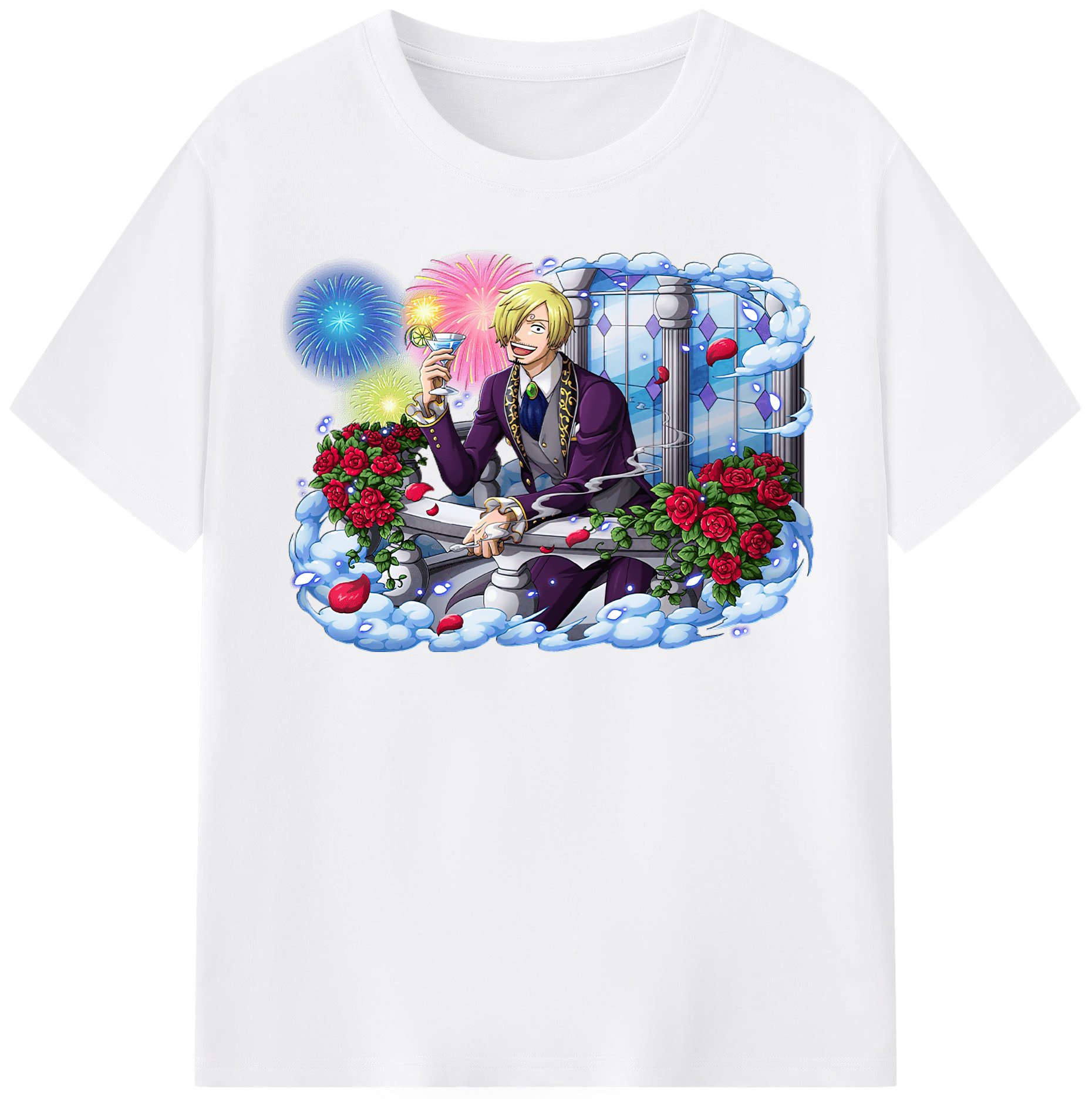 （画像用） ワンピース サンジ ONE PIECE Sanji 綿100％半袖Tシャツ（フロントプリント）