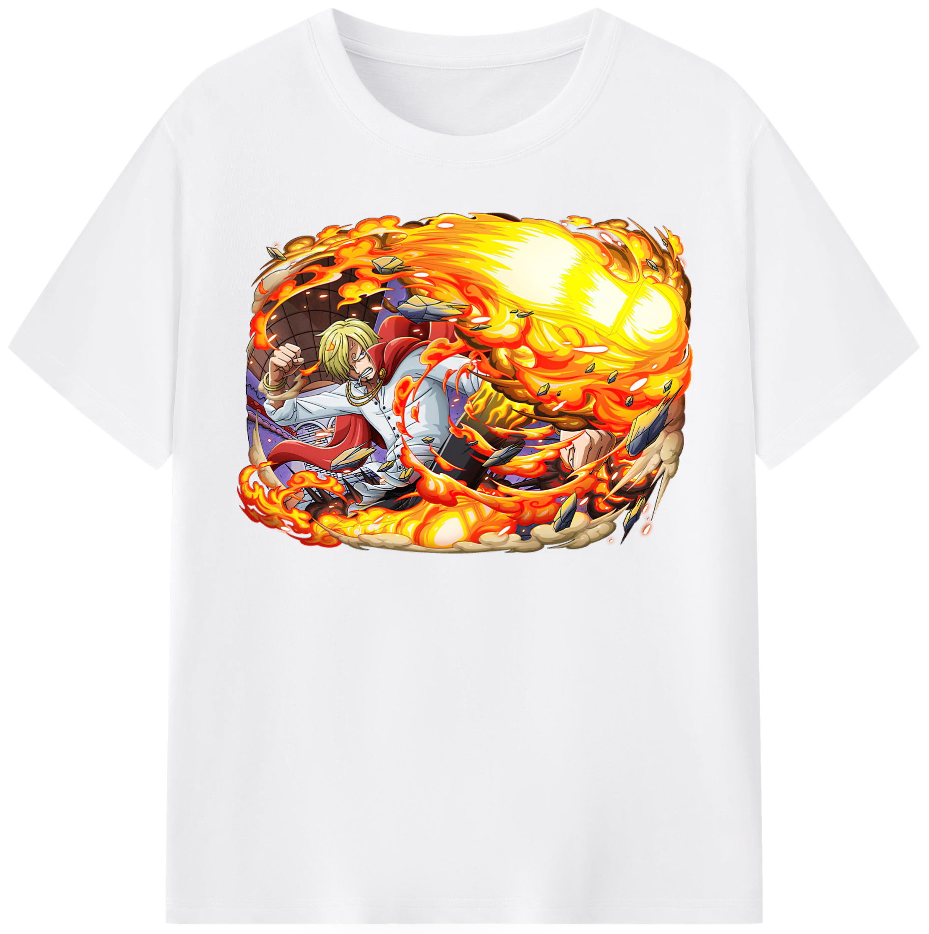 （画像用） ワンピース サンジ ONE PIECE Sanji 綿100％半袖Tシャツ（フロントプリント）
