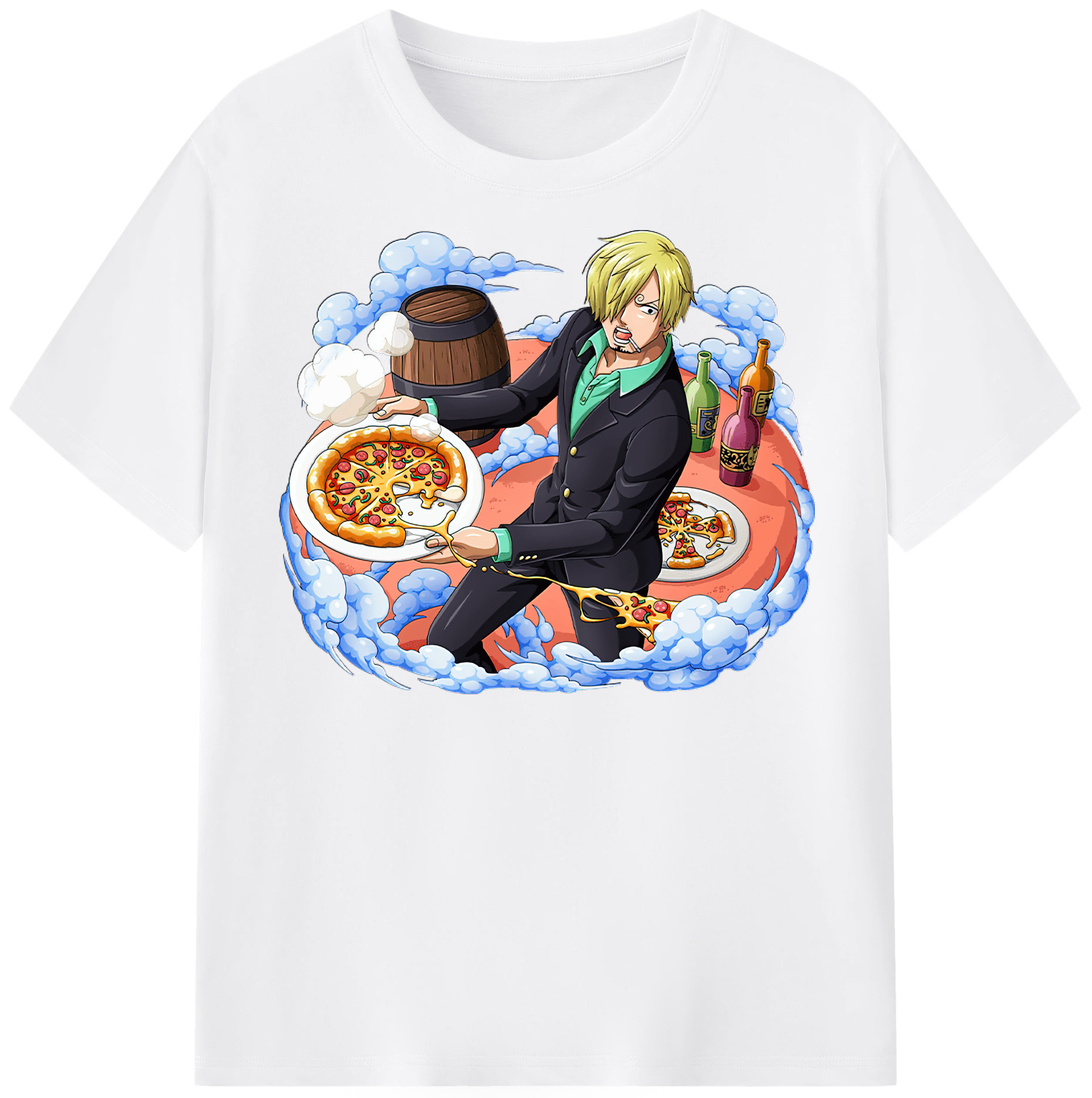 （画像用） ワンピース サンジ ONE PIECE Sanji 綿100％半袖Tシャツ（フロントプリント）