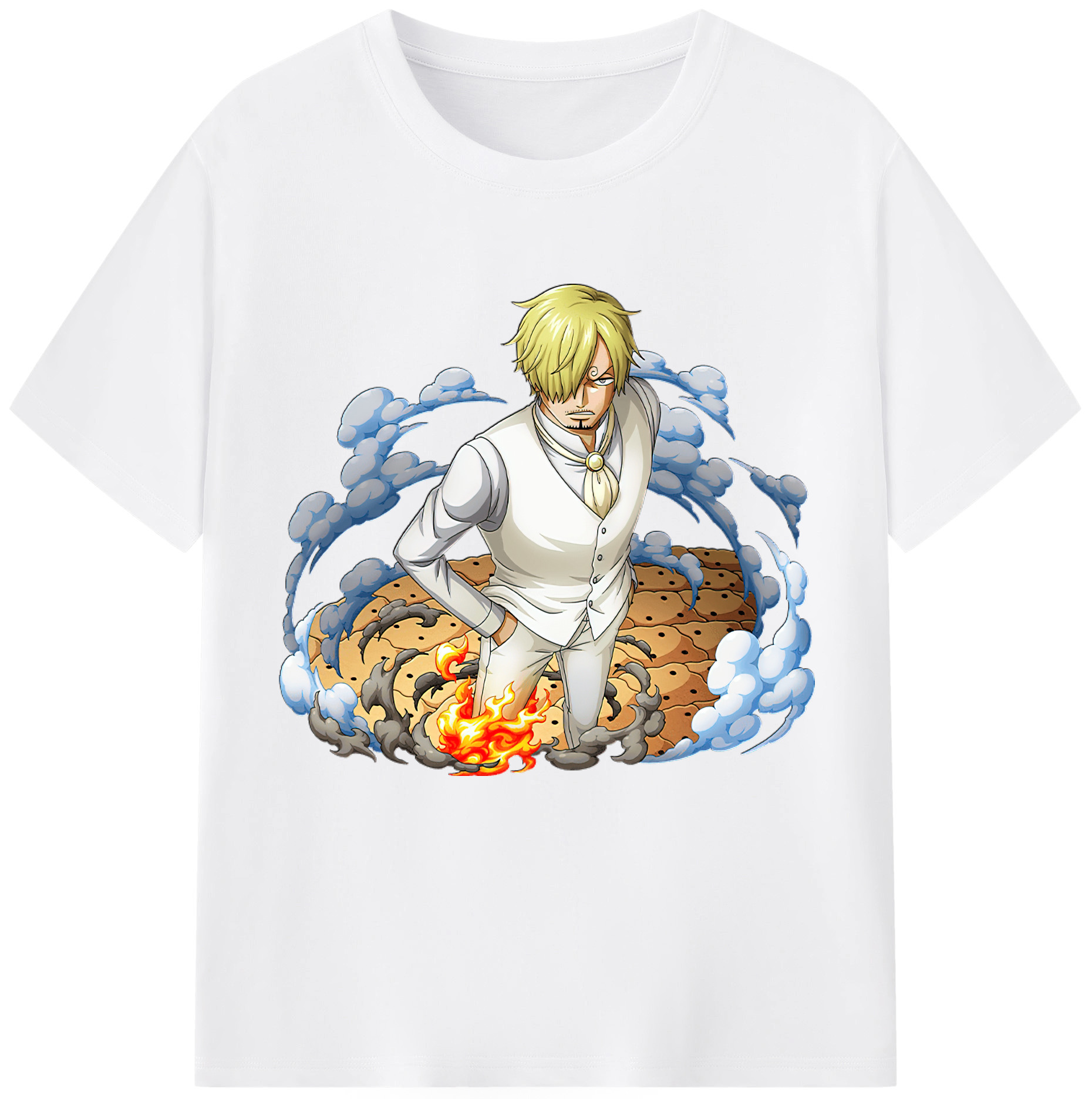 （画像用） ワンピース サンジ ONE PIECE Sanji 綿100％半袖Tシャツ（フロントプリント）