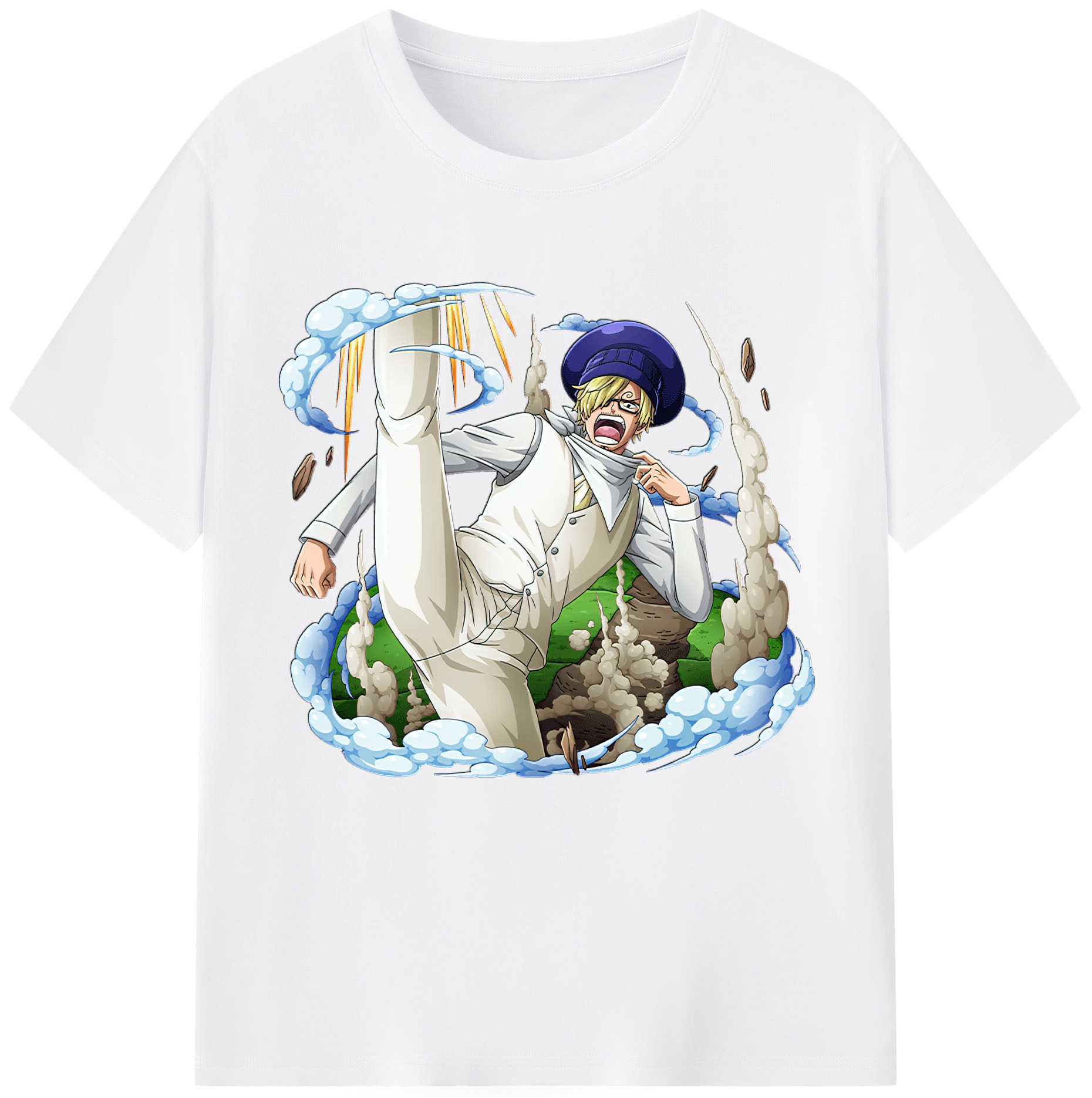（画像用） ワンピース サンジ ONE PIECE Sanji 綿100％半袖Tシャツ（フロントプリント）