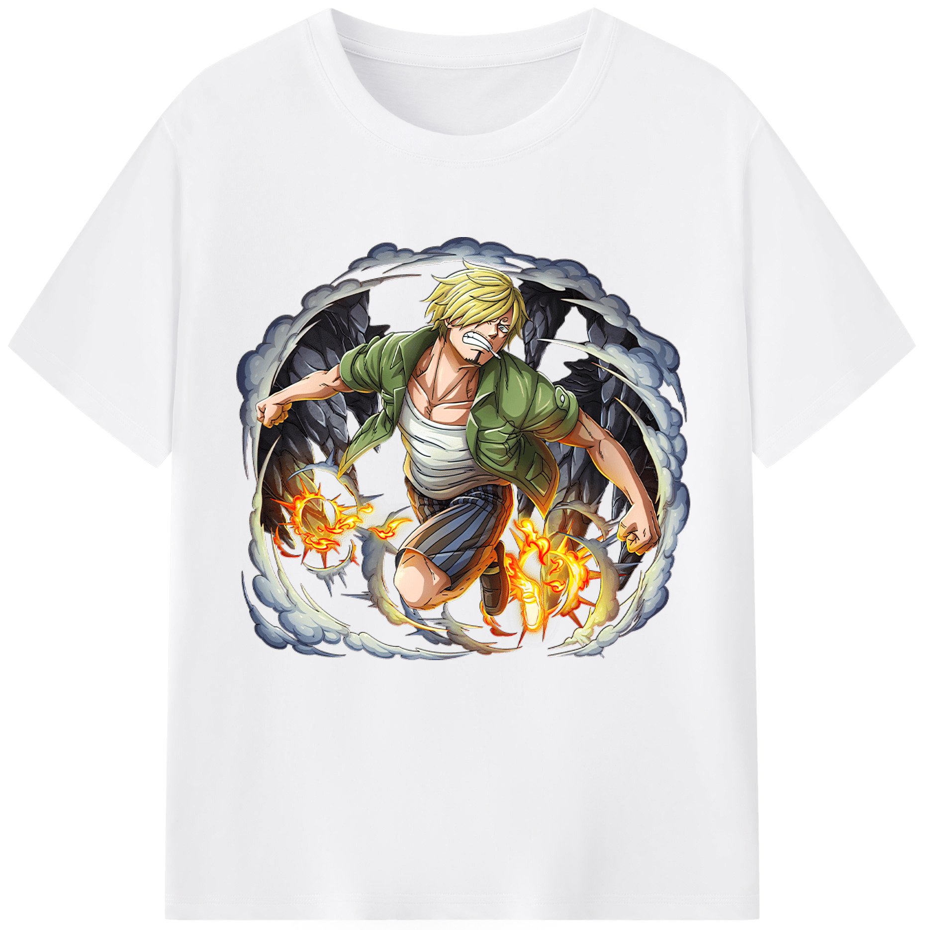 （画像用） ワンピース サンジ ONE PIECE Sanji 綿100％半袖Tシャツ（フロントプリント）