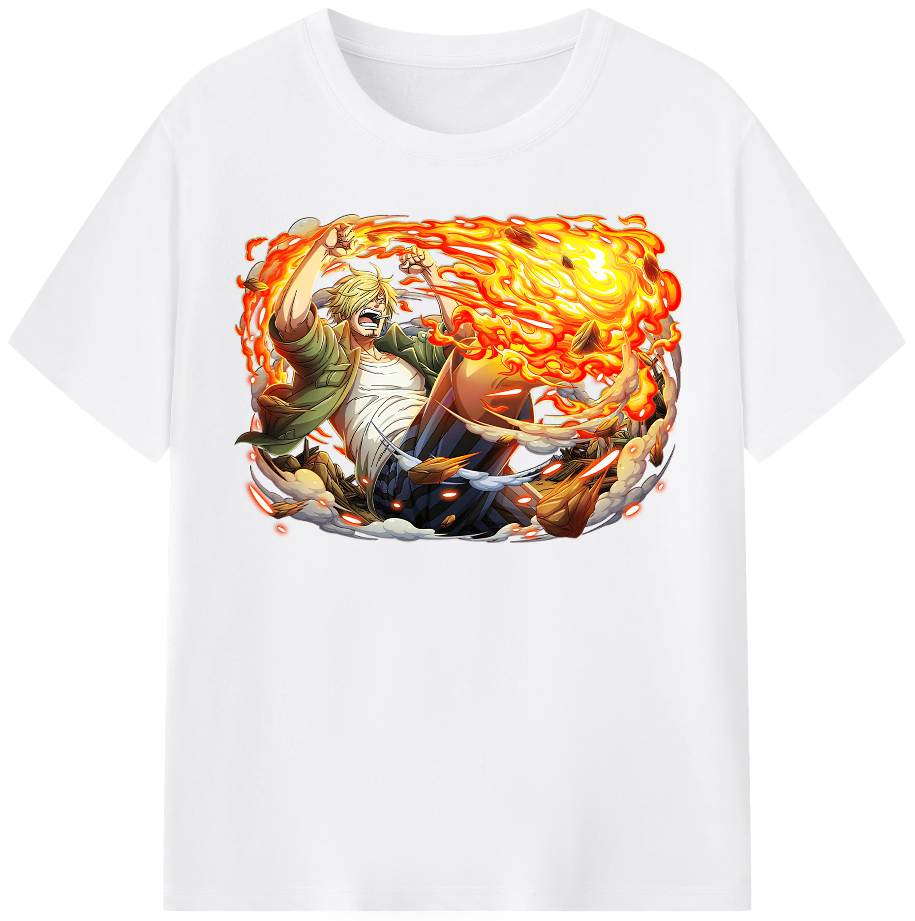 （画像用） ワンピース サンジ ONE PIECE Sanji 綿100％半袖Tシャツ（フロントプリント）