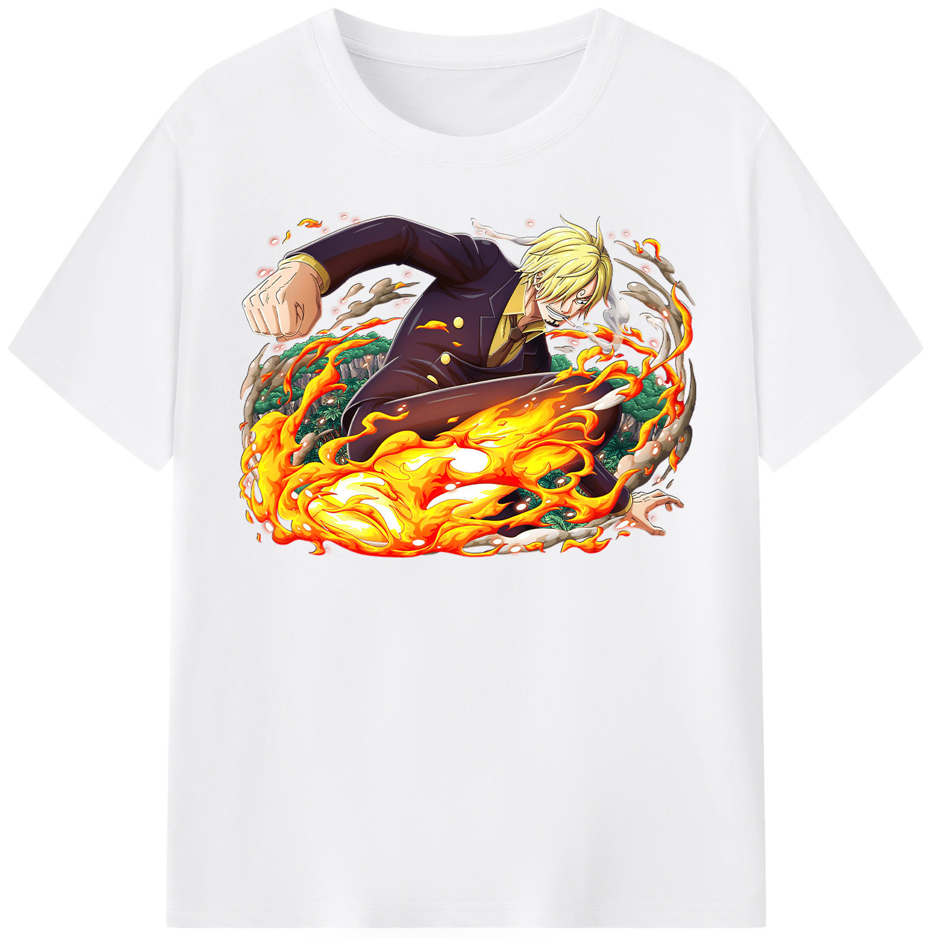 （画像用） ワンピース サンジ ONE PIECE Sanji 綿100％半袖Tシャツ（フロントプリント）